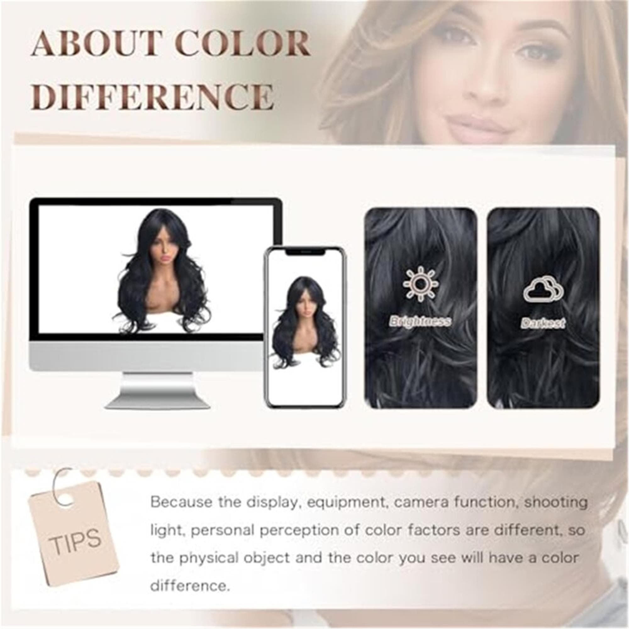 Black Wavy Long Layered Wig with Curtain Bangs - Thumbnail 8