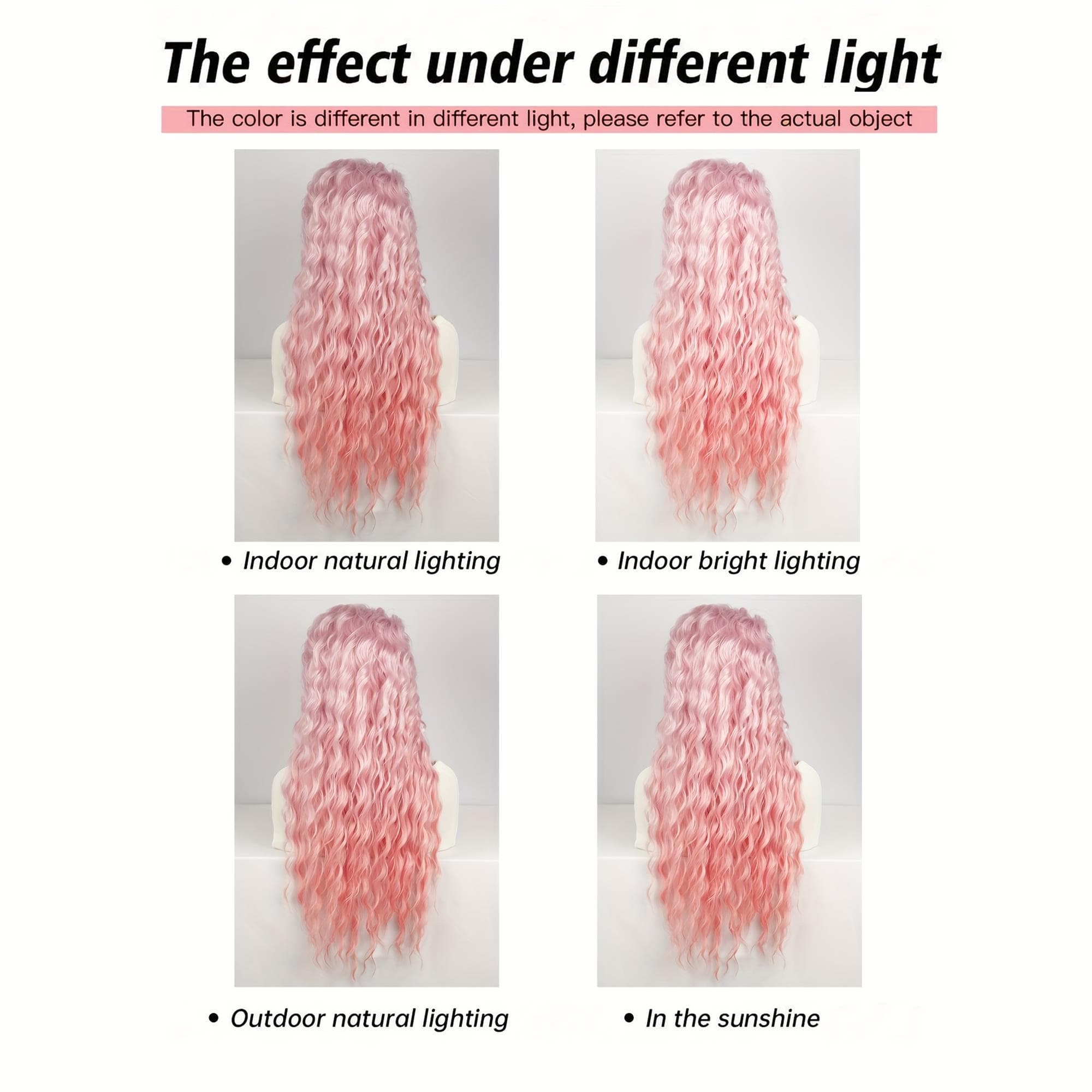 Ombre Pink Long Curly Wave Wig | Women'S Fashionable Elegant Style High Temperature Fiber Rose Net Cap For Daily Wear Party - Thumbnail 3