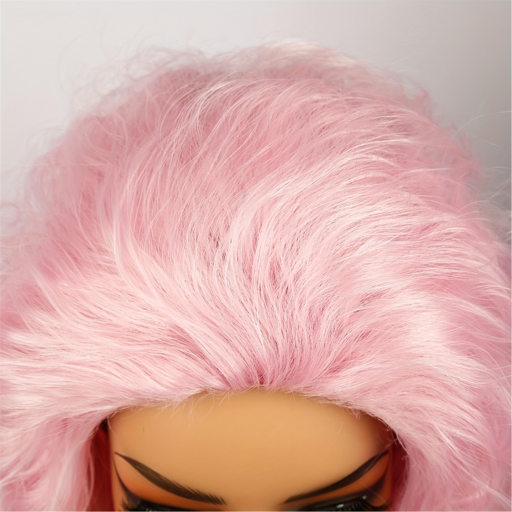 Ombre Pink Long Curly Wave Wig | Women'S Fashionable Elegant Style High Temperature Fiber Rose Net Cap For Daily Wear Party - Thumbnail 8