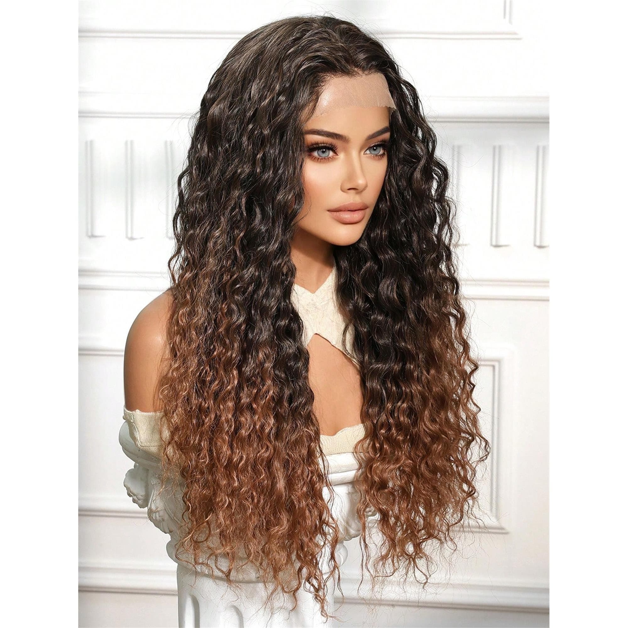 LocalLong Small To Medium Curls Multi-Level Hairstyle Synthetic Natural Looking Wigs Lace Front Wigs 13*4 Hand Woven Lace Chemical Fiber - Thumbnail 4