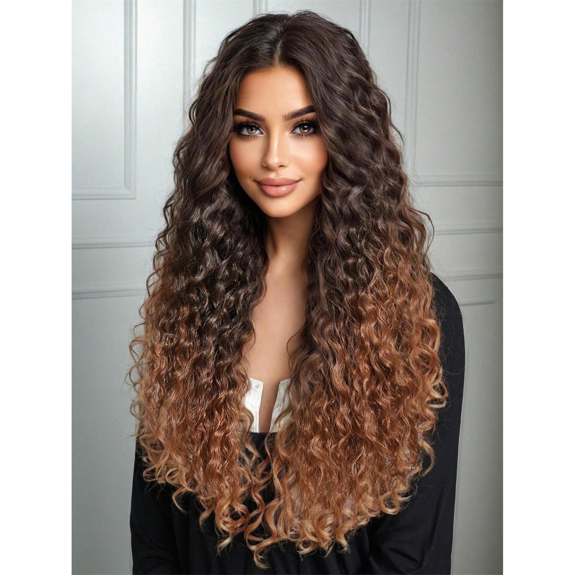 LocalLong Small To Medium Curls Multi-Level Hairstyle Synthetic Natural Looking Wigs Lace Front Wigs 13*4 Hand Woven Lace Chemical Fiber