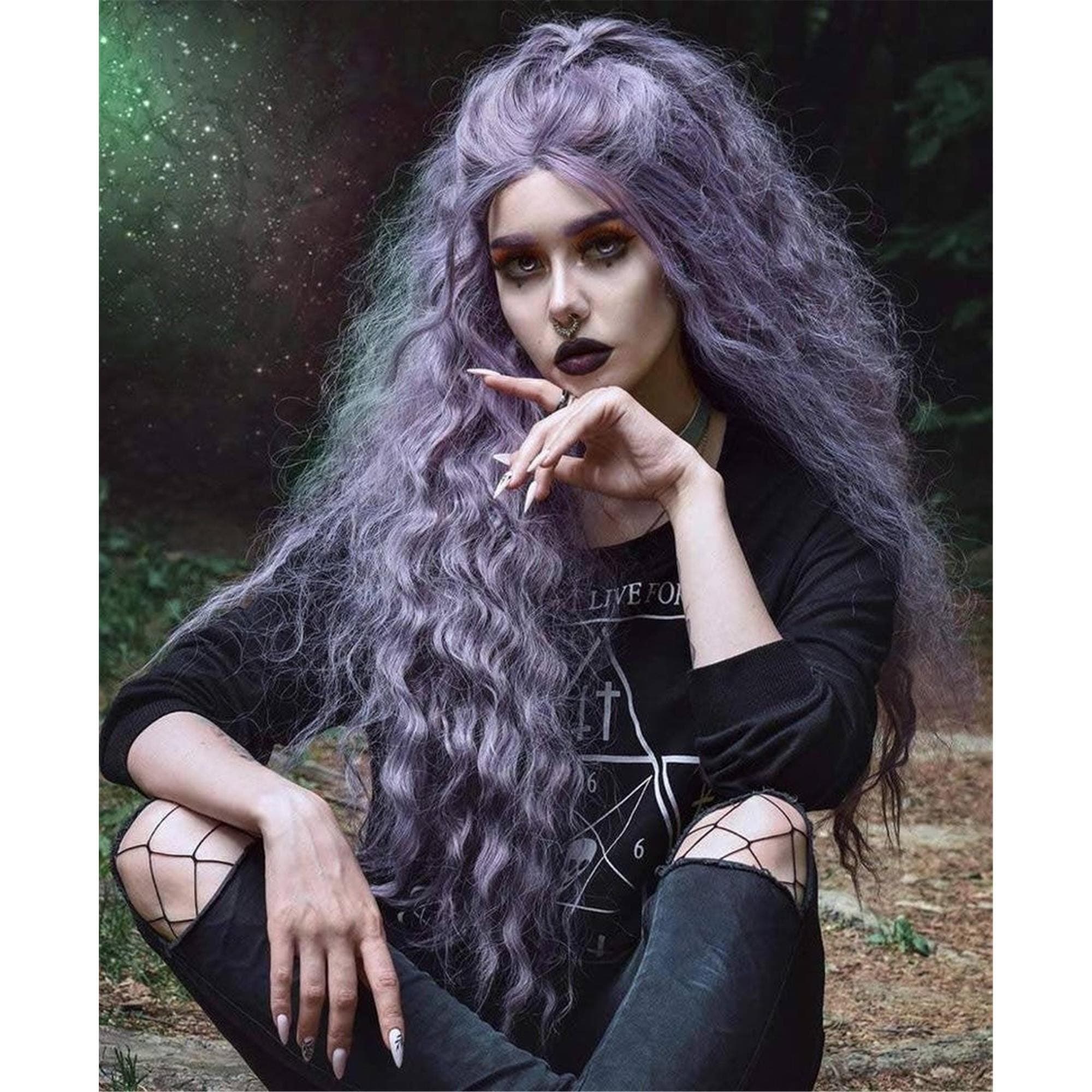 Lilac Light Purple Curly Wavy Lace Front Wig Wig Human Hair Synthetic Hair