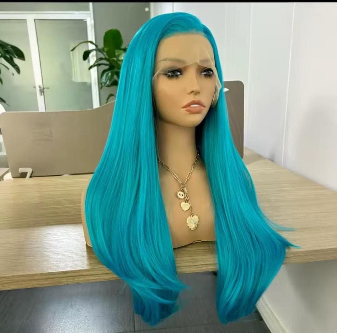 Turquoise Straight Wavy Beauty Lace Front Wig! - Thumbnail 5