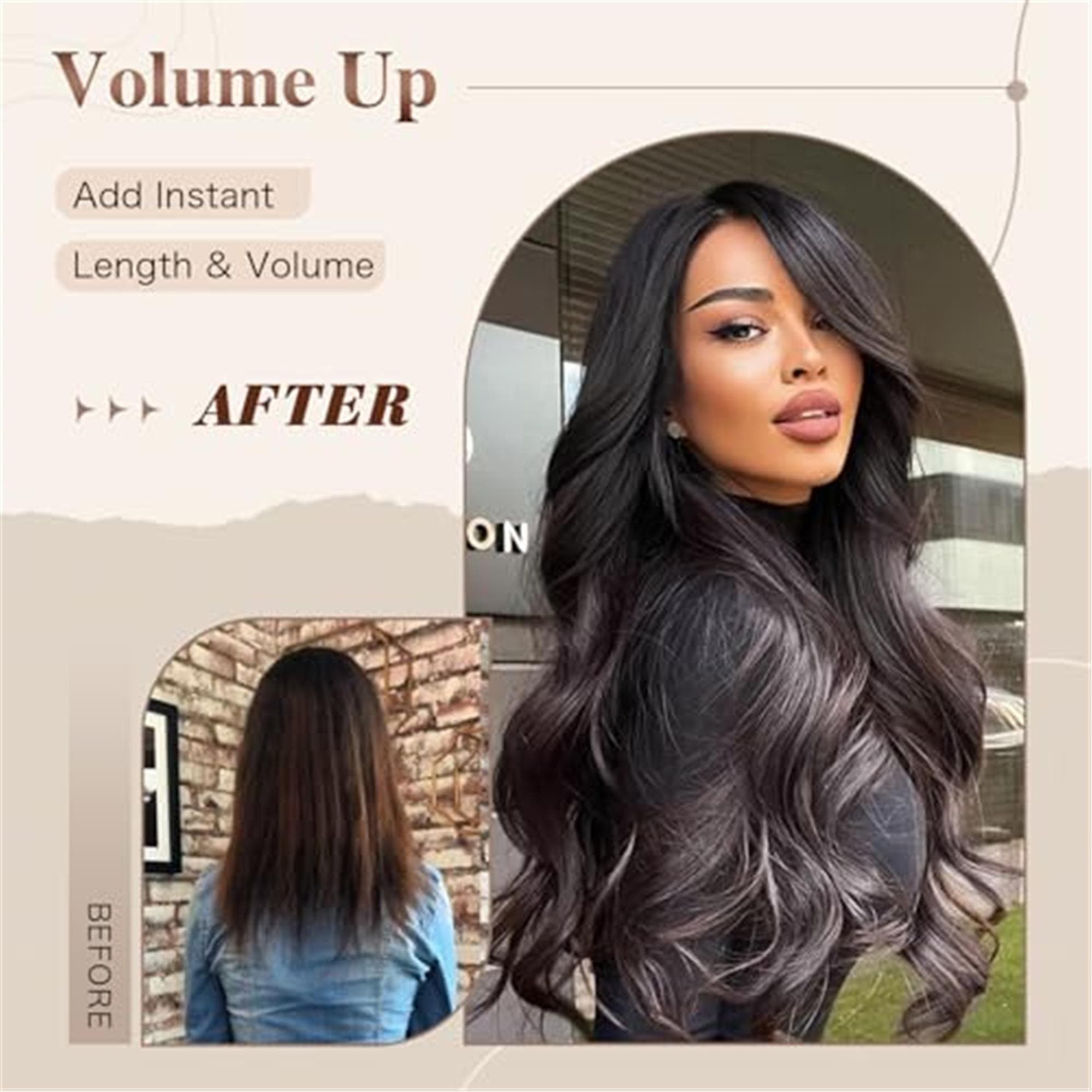 Black Wavy Wigs for Women Long Layered Wig with Curtain Bangs - Thumbnail 4