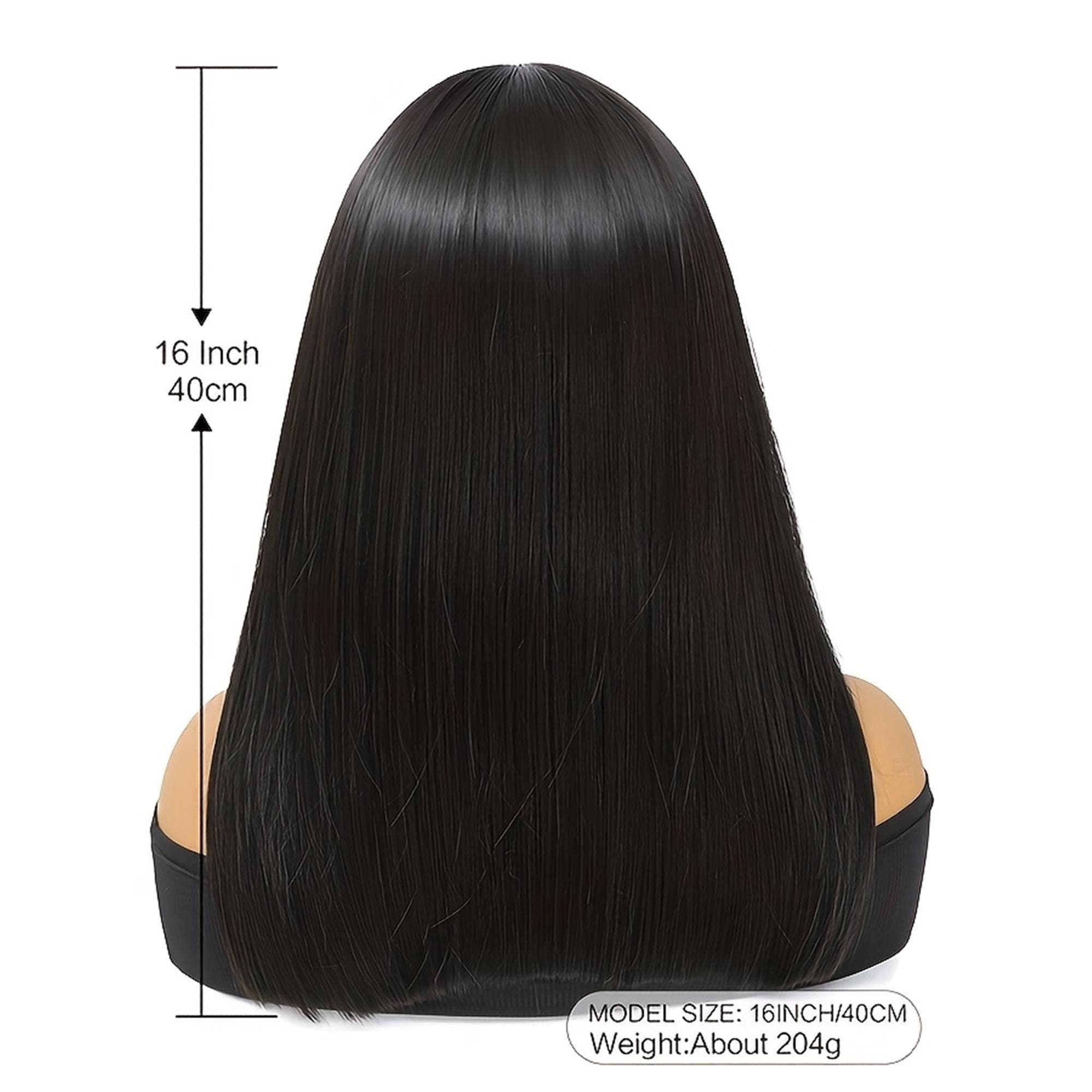 16" Blunt Cut Straight Bob Wig with Bangs - Thumbnail 5