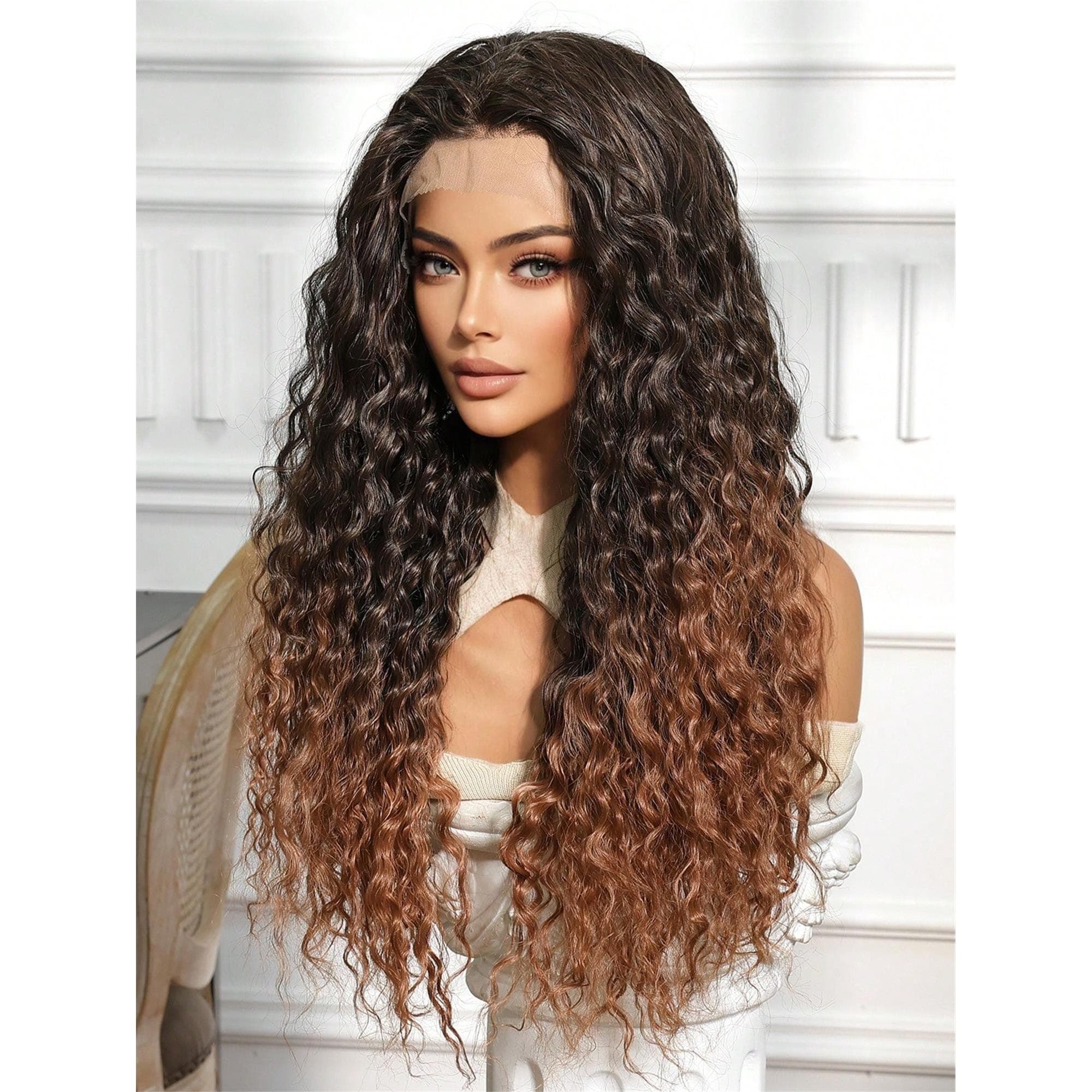 LocalLong Small To Medium Curls Multi-Level Hairstyle Synthetic Natural Looking Wigs Lace Front Wigs 13*4 Hand Woven Lace Chemical Fiber - Thumbnail 5