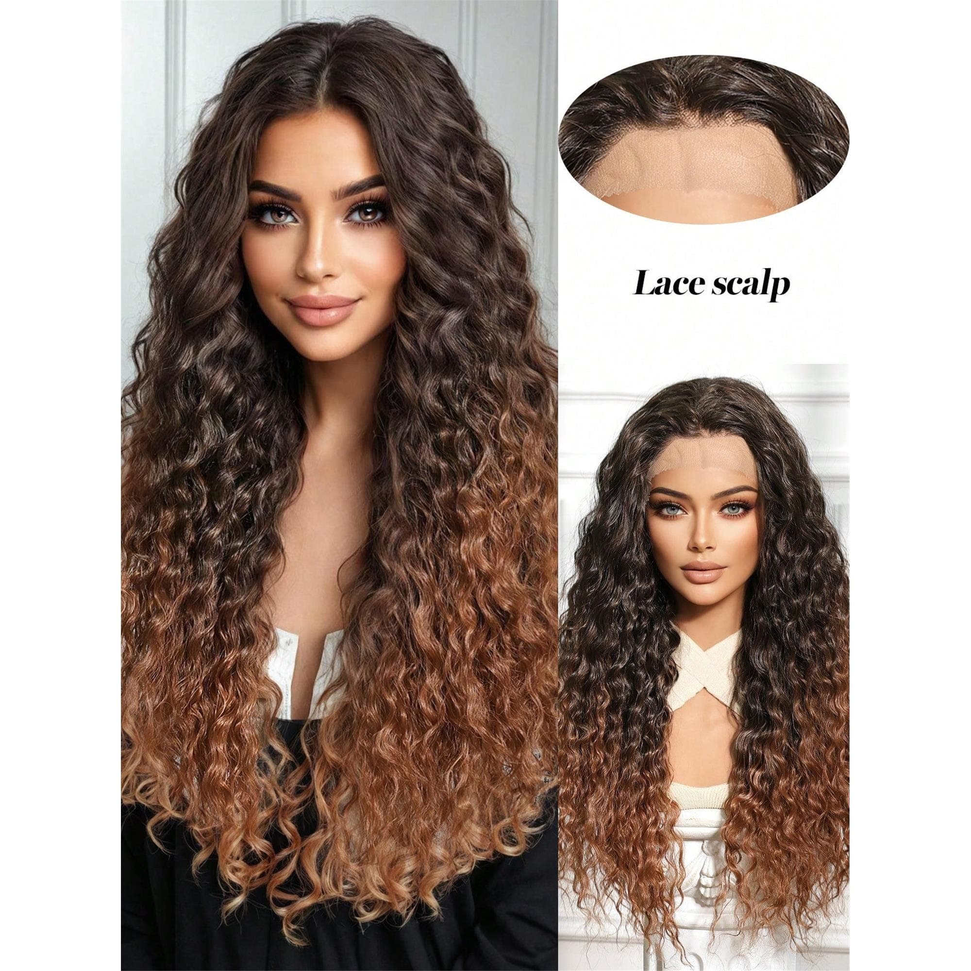LocalLong Small To Medium Curls Multi-Level Hairstyle Synthetic Natural Looking Wigs Lace Front Wigs 13*4 Hand Woven Lace Chemical Fiber - Thumbnail 2