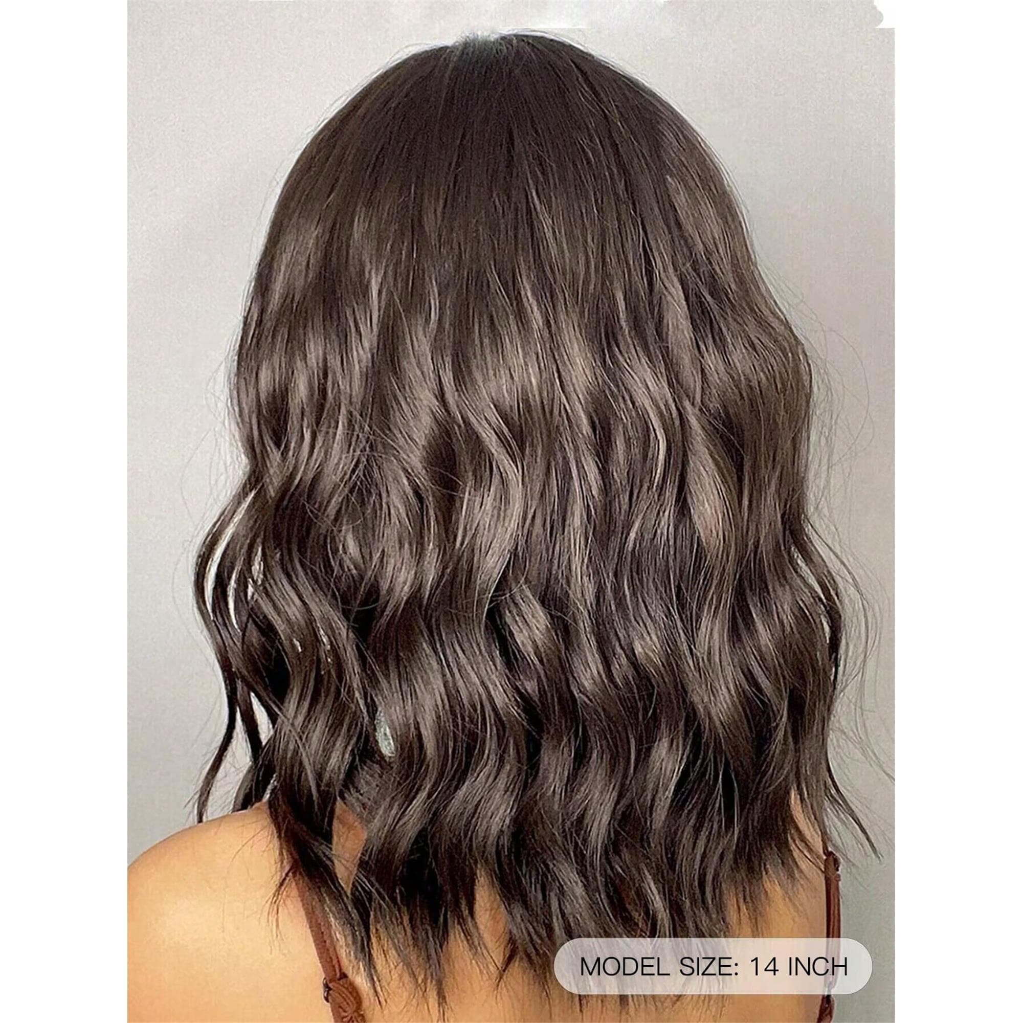 14 Inch Short Wavy Bangs Wig Cute Short Hairstyle Natural Realistic Heat Resistant Suitable For Daily Wear - Thumbnail 5