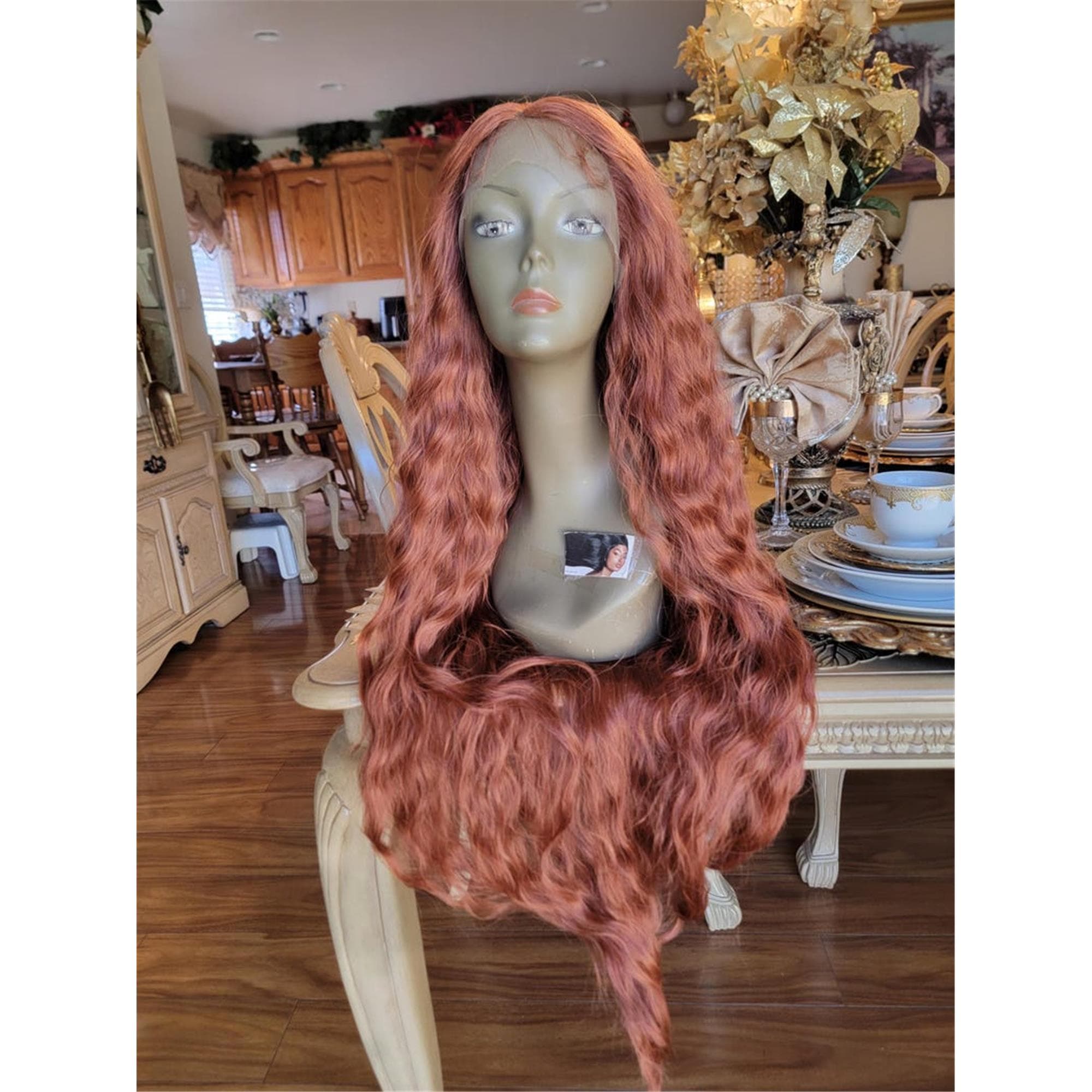 Copper Red Beauty Waves Lace Front Wig Goddess Beauty Wig Auburn - Thumbnail 8