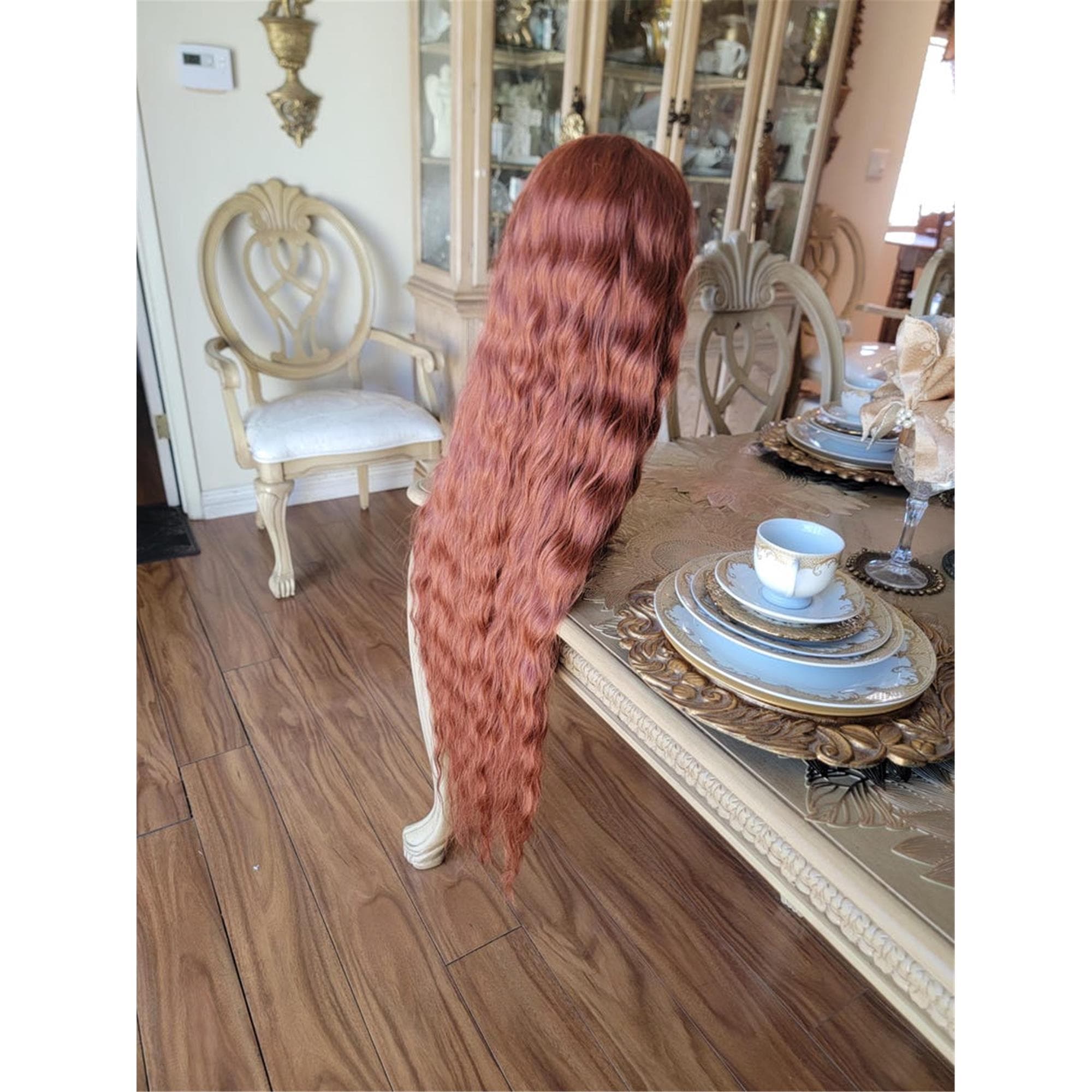 Copper Red Beauty Waves Lace Front Wig Goddess Beauty Wig Auburn