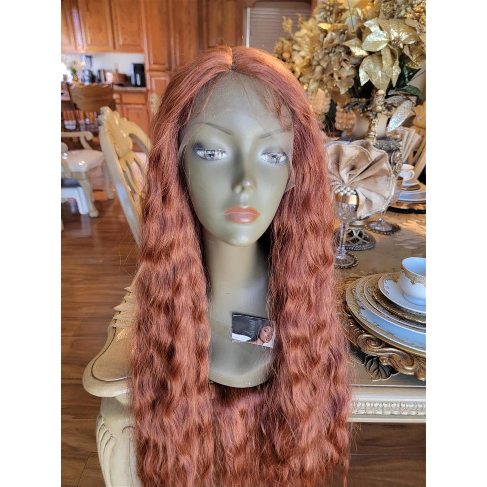 Copper Red Beauty Waves Lace Front Wig Goddess Beauty Wig Auburn - Thumbnail 7