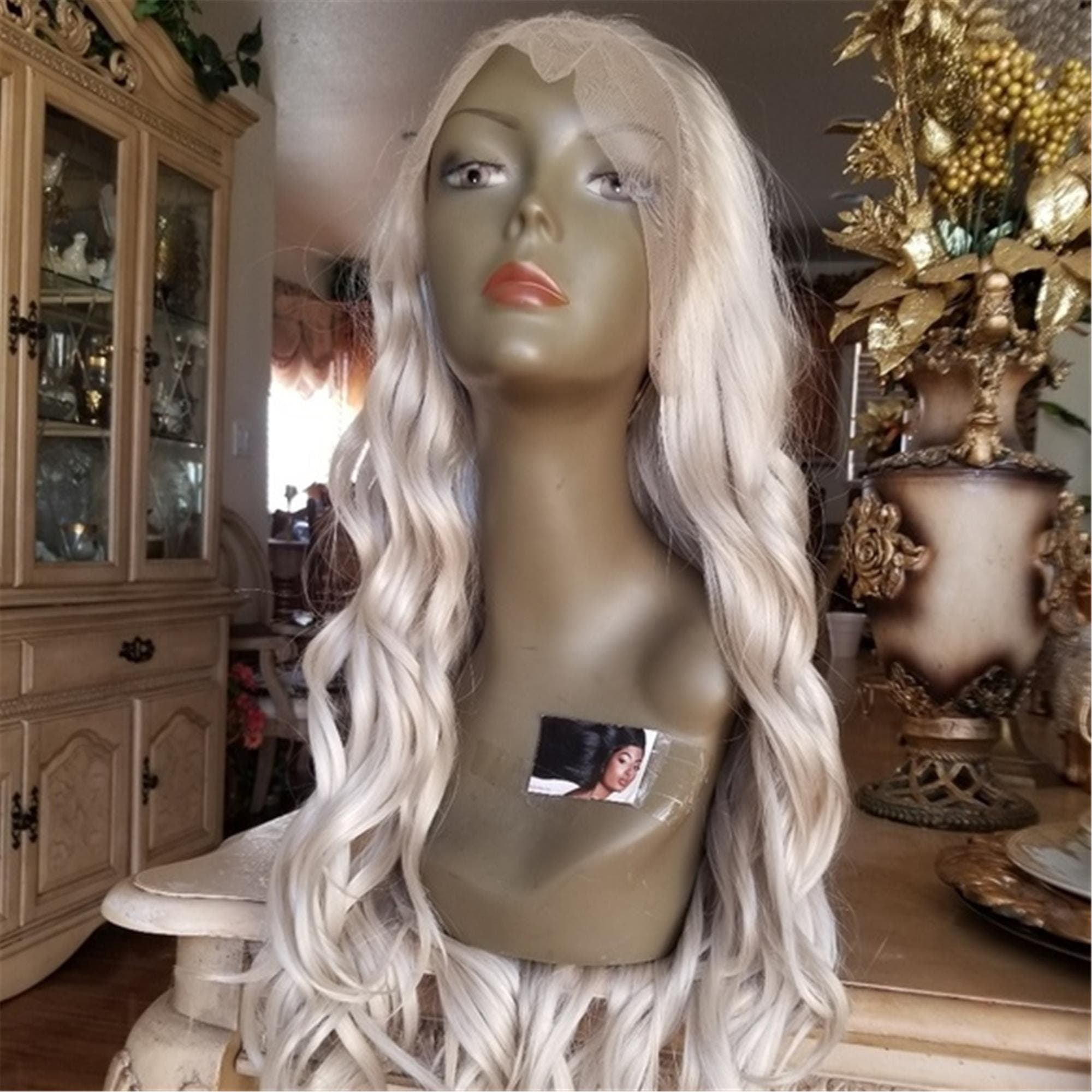 White Silver Blonde Lace Front Wig - Thumbnail 8