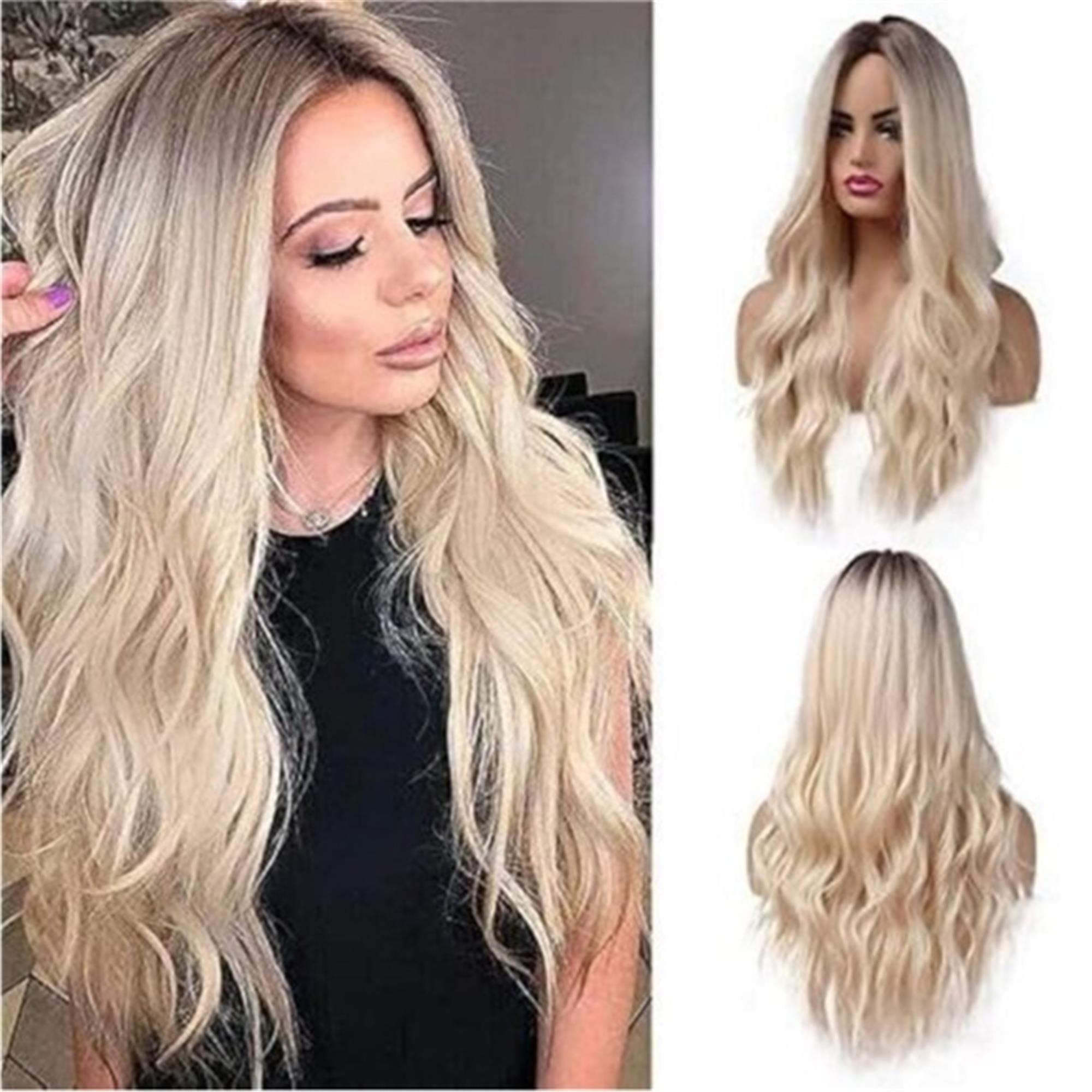 Natural 26” Hair Heat Resistant Ombre Blonde WIG NEW