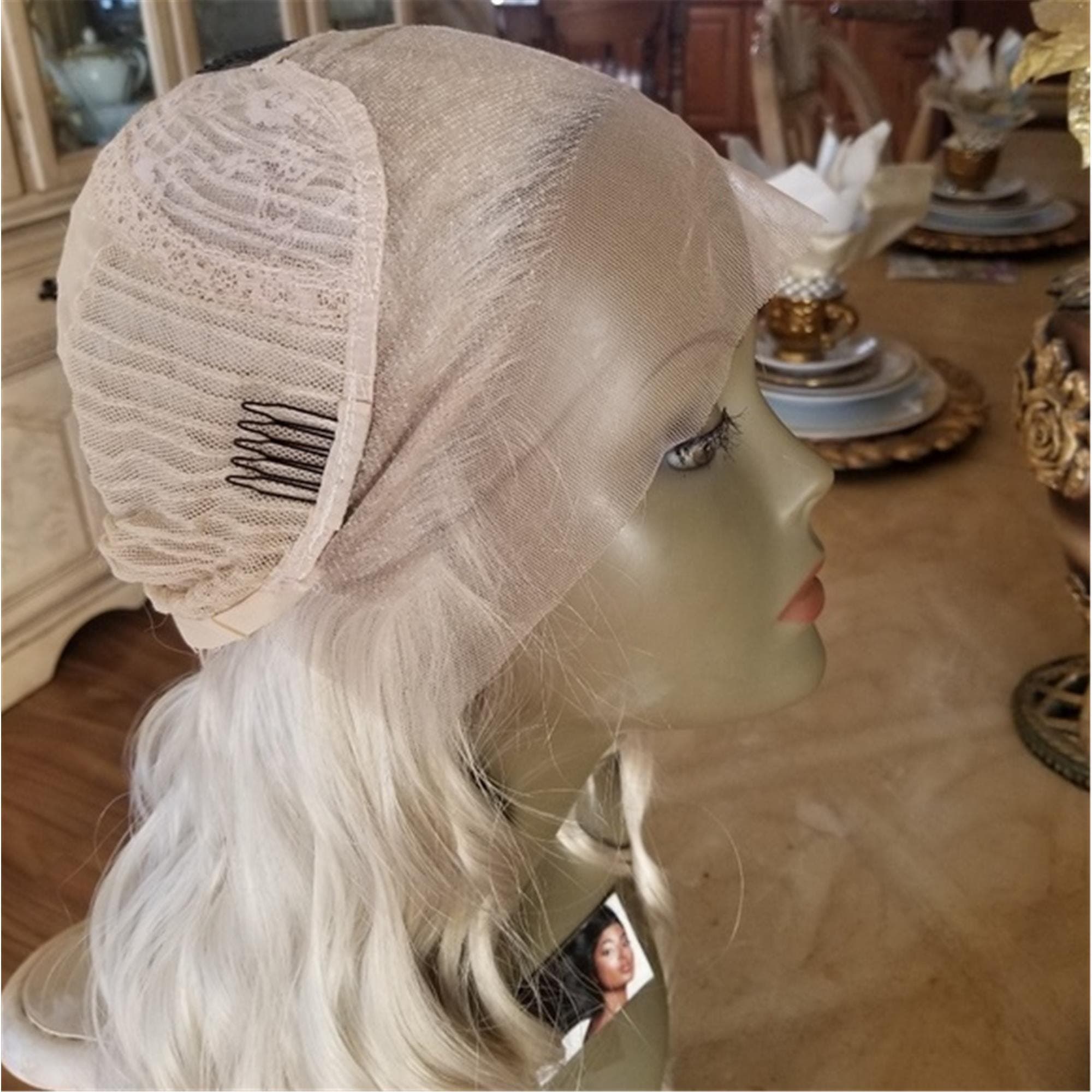 White Pale Blonde Lace Front Wig - Thumbnail 3