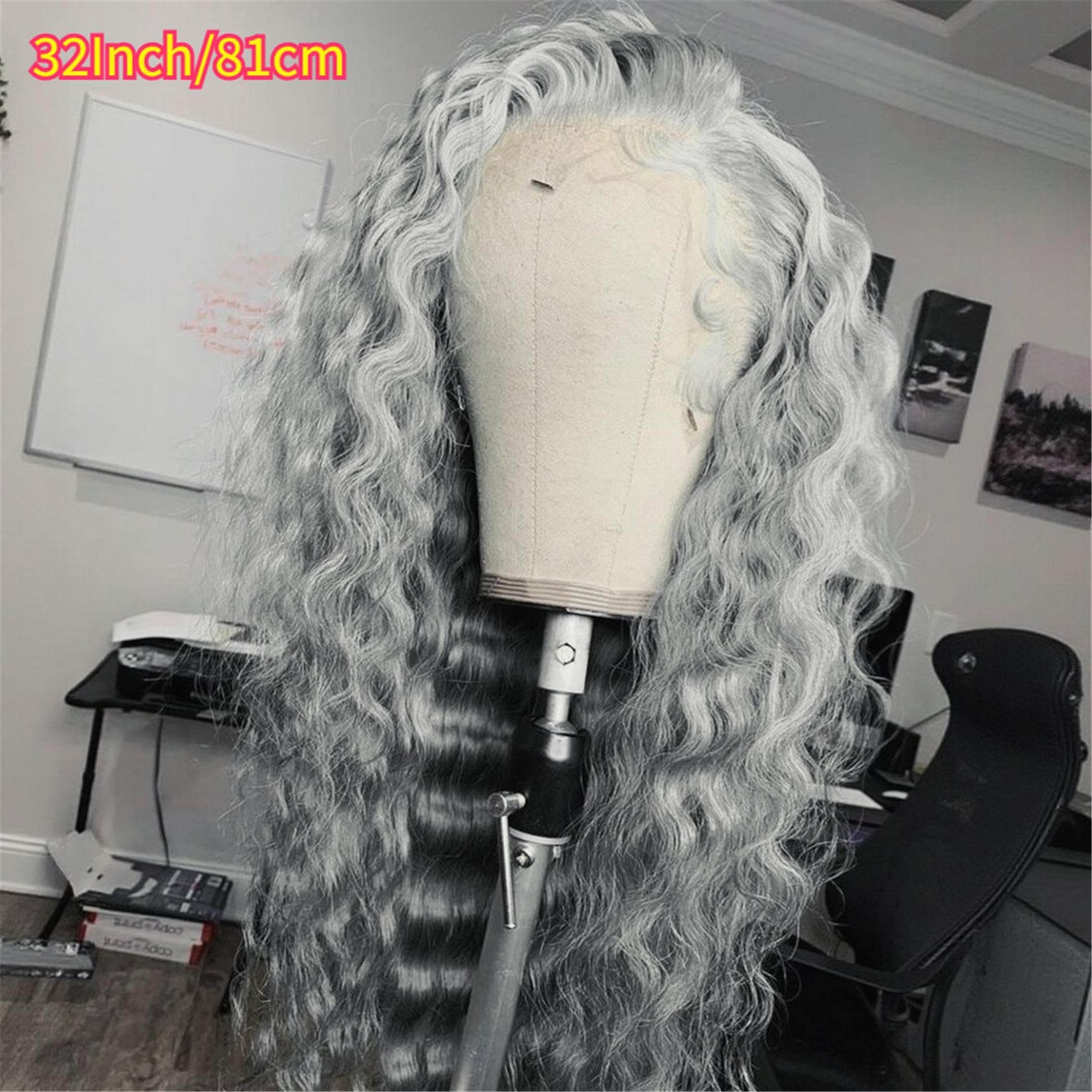 Silvery Grey Lace Front Wigs Pre-Plucked - Thumbnail 4