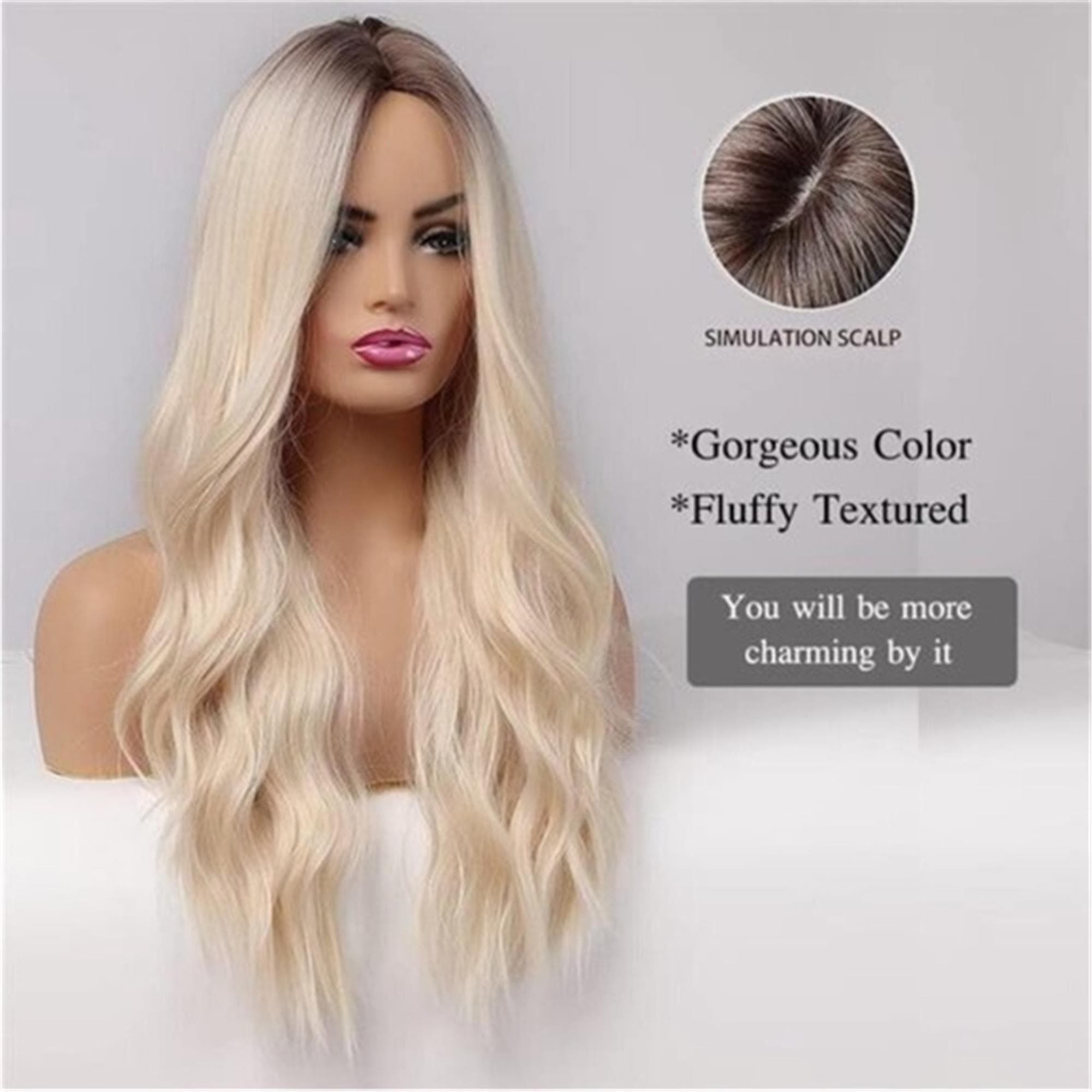 Natural 26” Hair Heat Resistant Ombre Blonde WIG NEW - Thumbnail 2