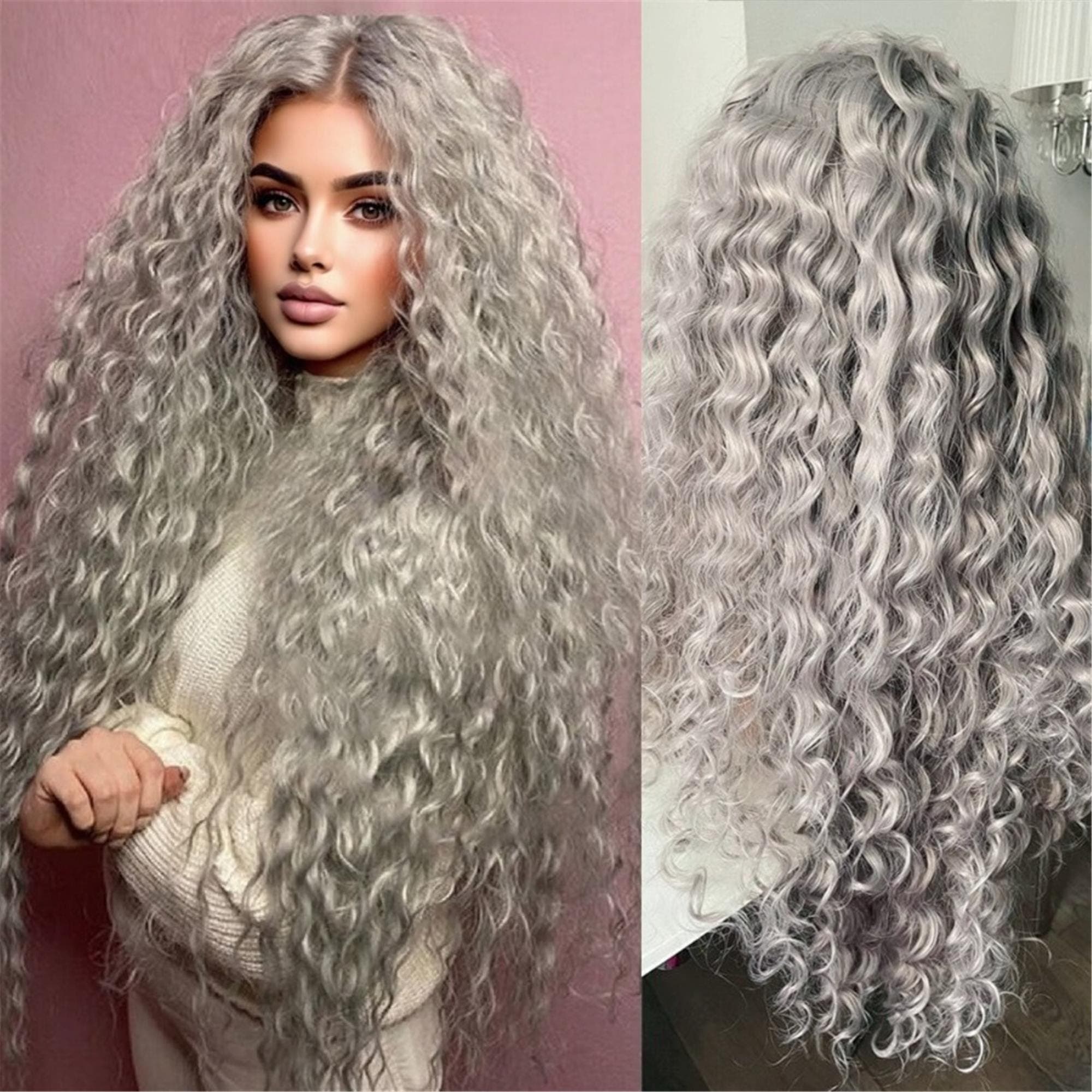Silvery Grey Lace Front Wigs Pre-Plucked - Thumbnail 3