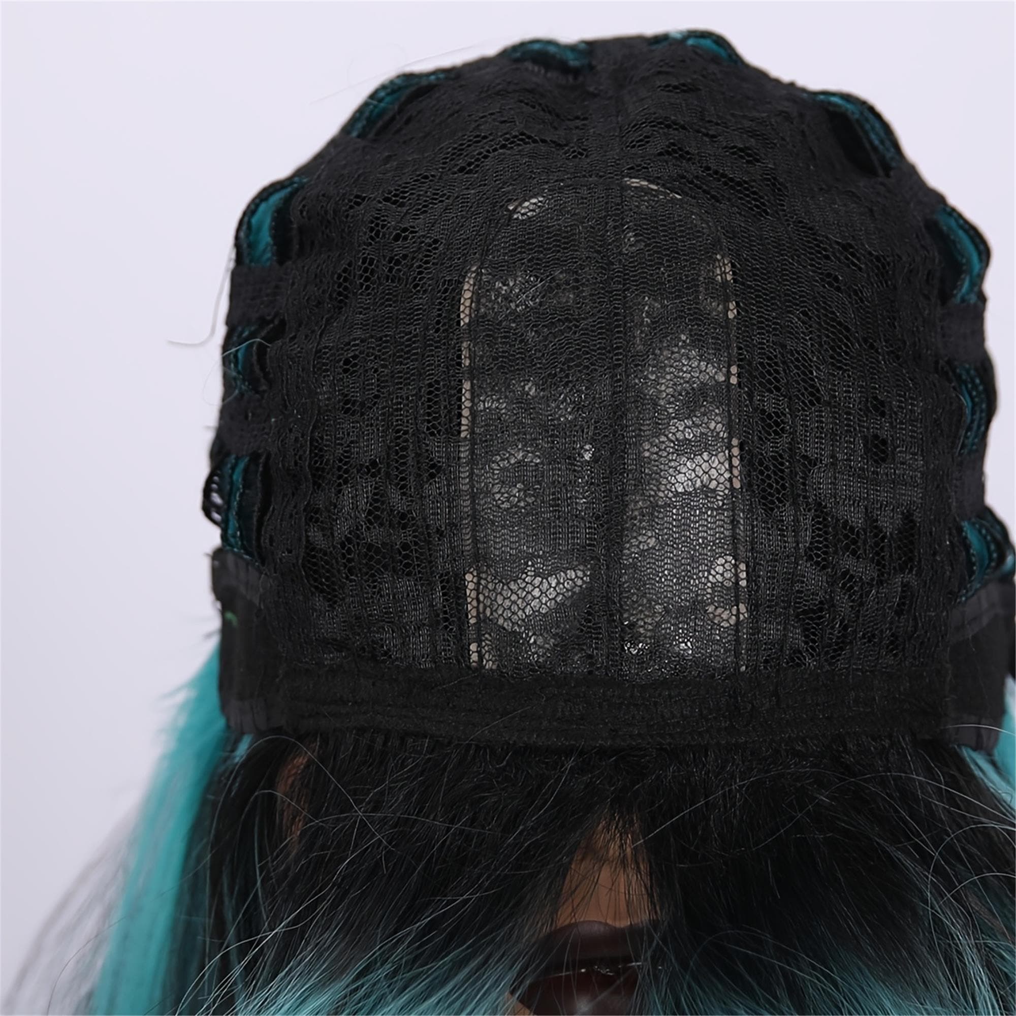 24-inch Women's Wigs Light Green Blue Highlighted Wavy Curls. The - Thumbnail 9