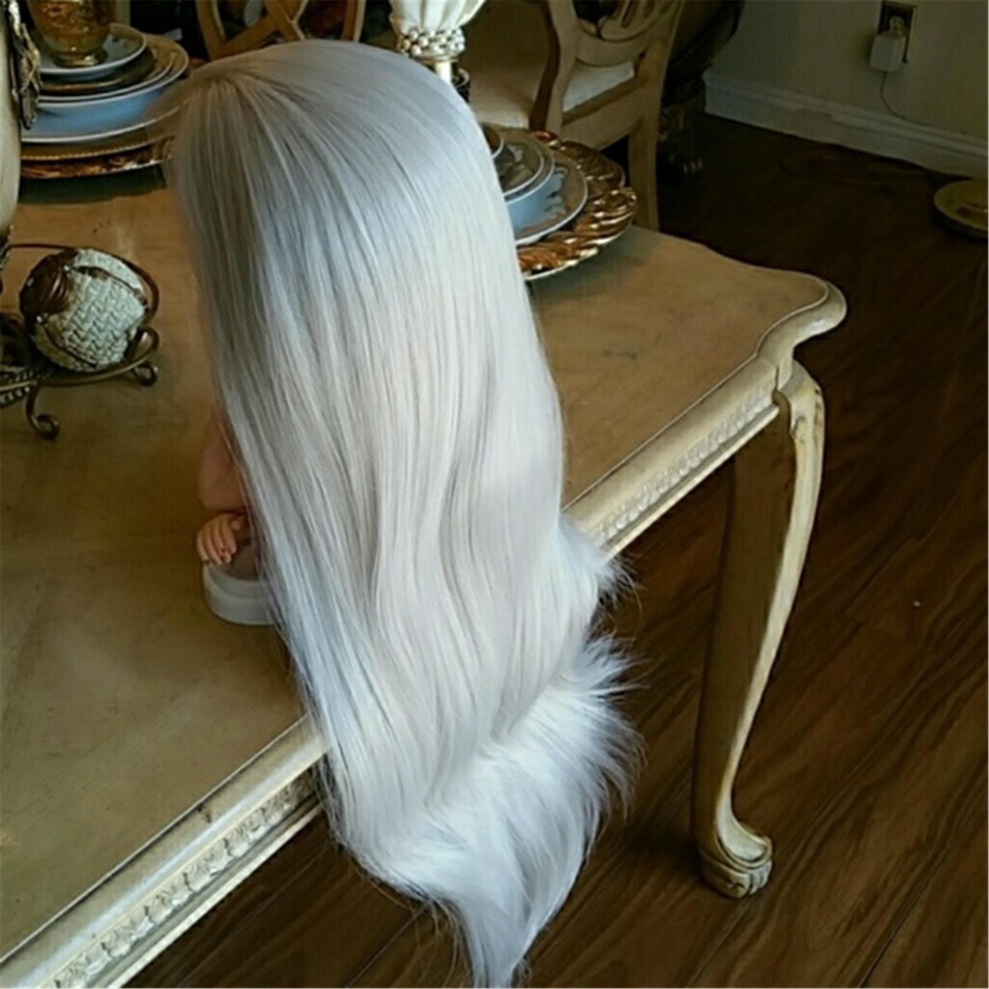 Silver Ash Blonde Lace Front Wig - Thumbnail 3