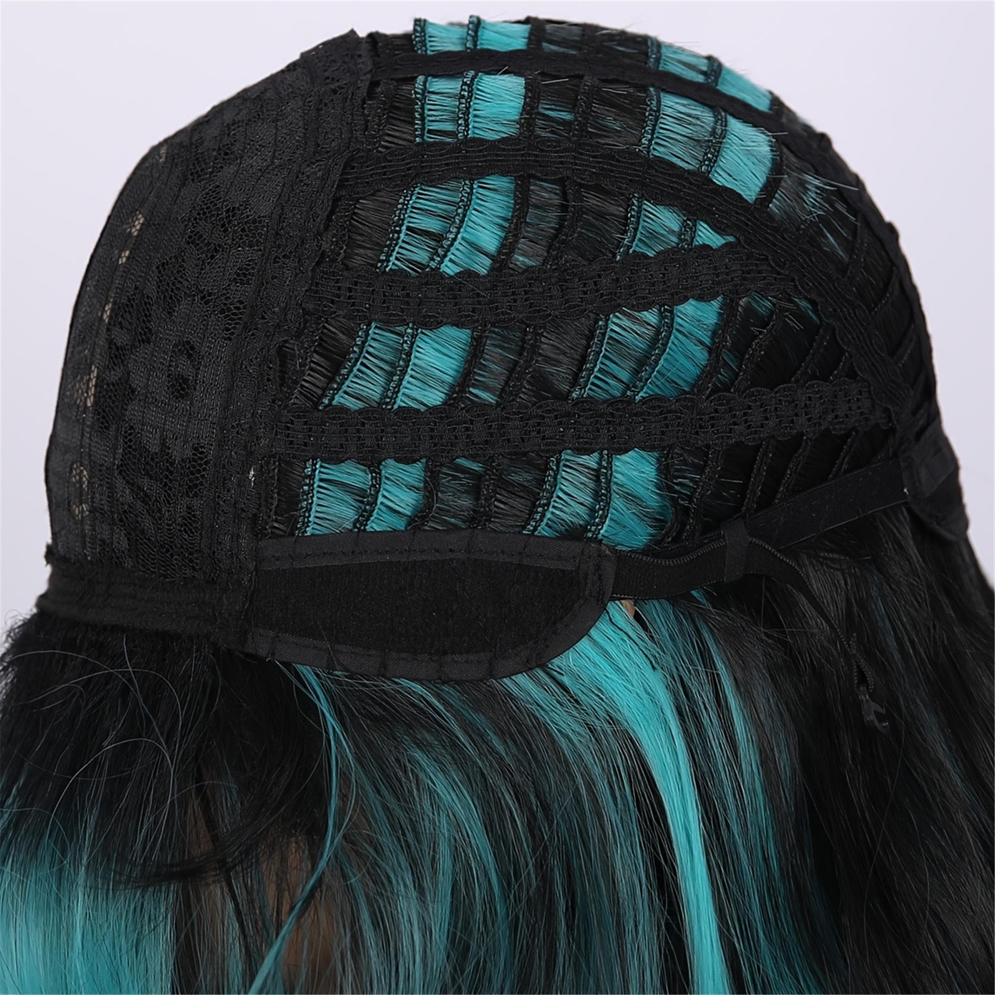 24-inch Women's Wigs Light Green Blue Highlighted Wavy Curls. The - Thumbnail 7