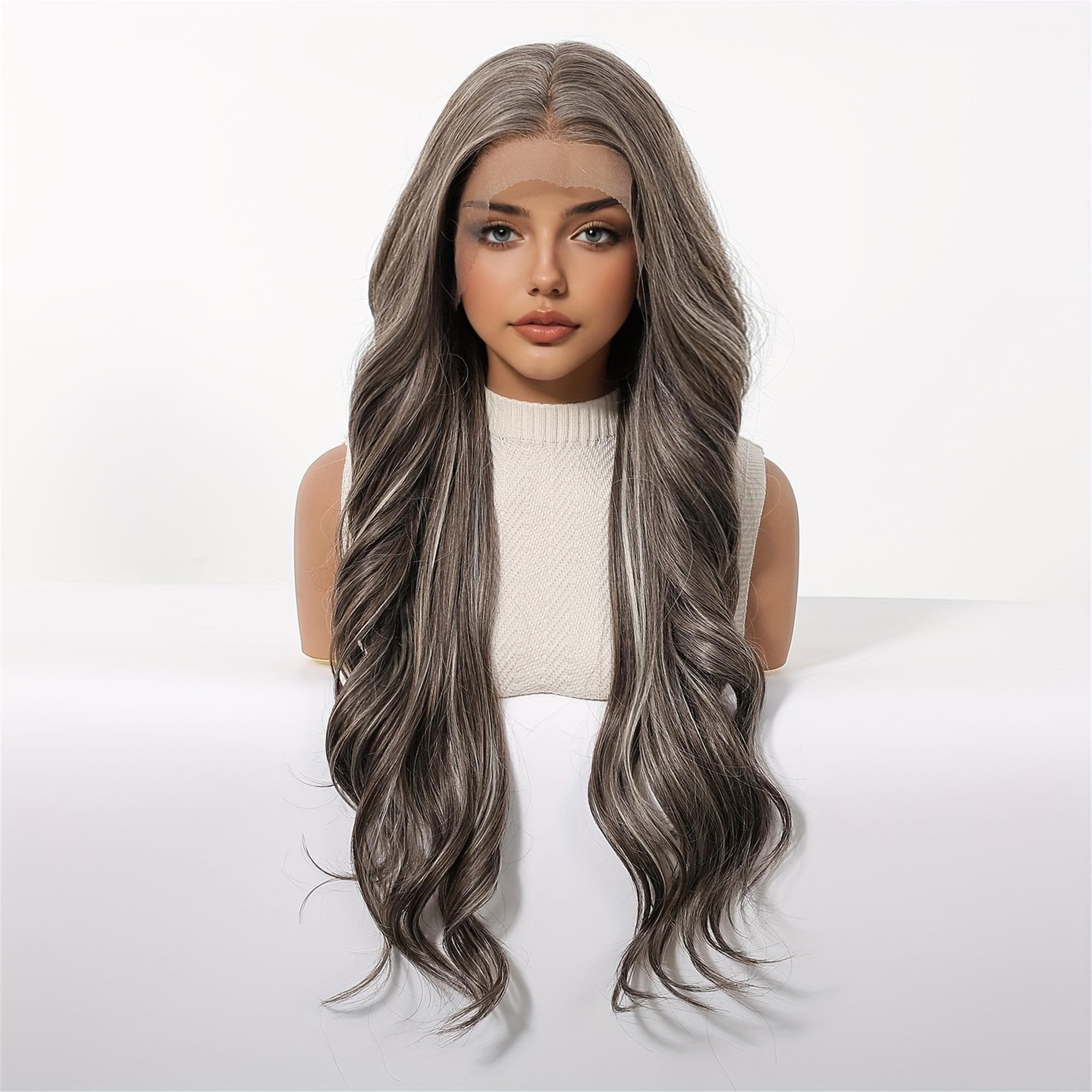 13X4 HD Transparent Lace Front Wig in Deep 26 Inches Long with Body Wave Style. This Synthetic Lace Wig Is Glueless And Made from - Thumbnail 6