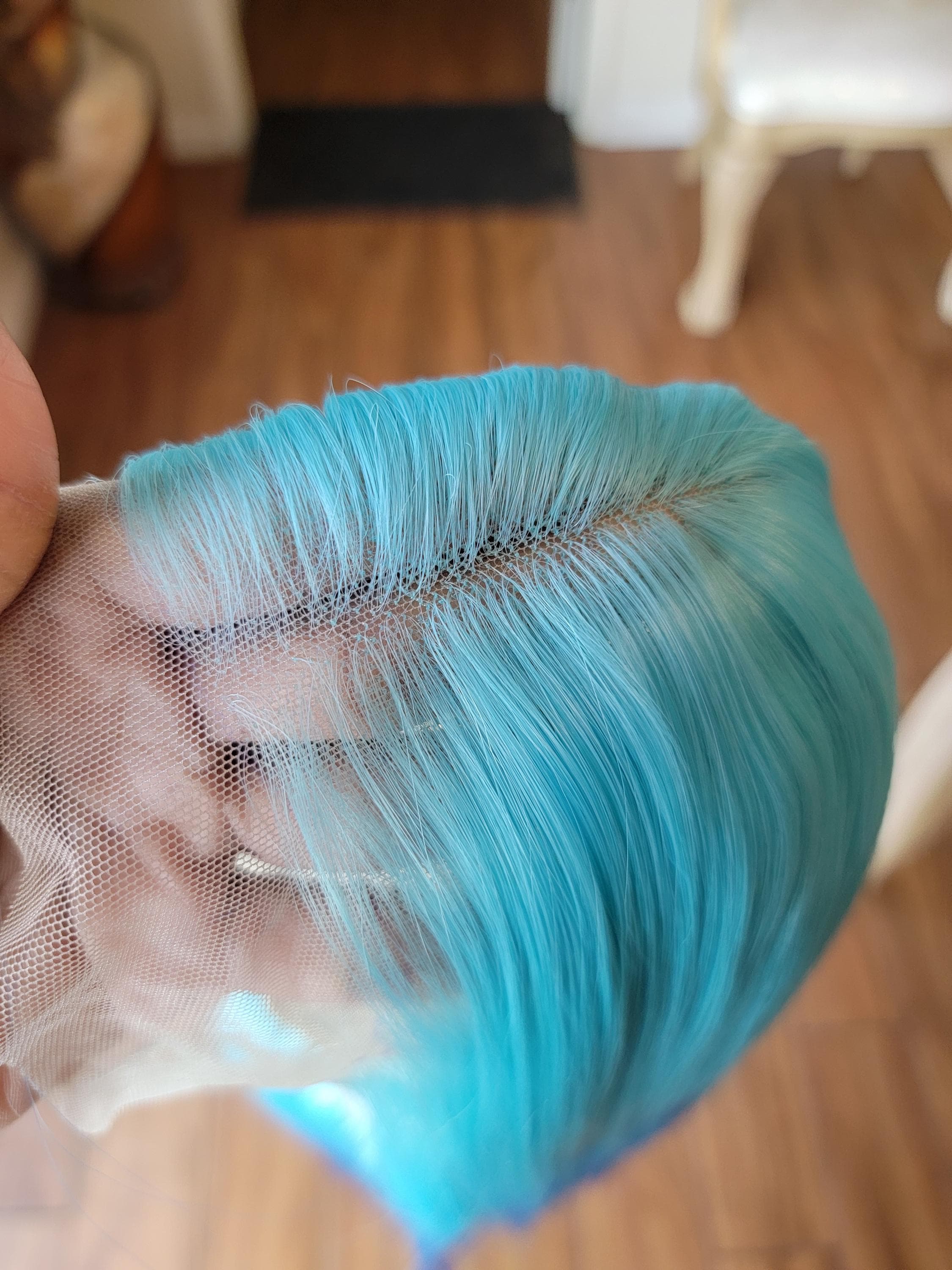 Blue Ombre Lace Front Long Straight Beautiful Hair - Thumbnail 7