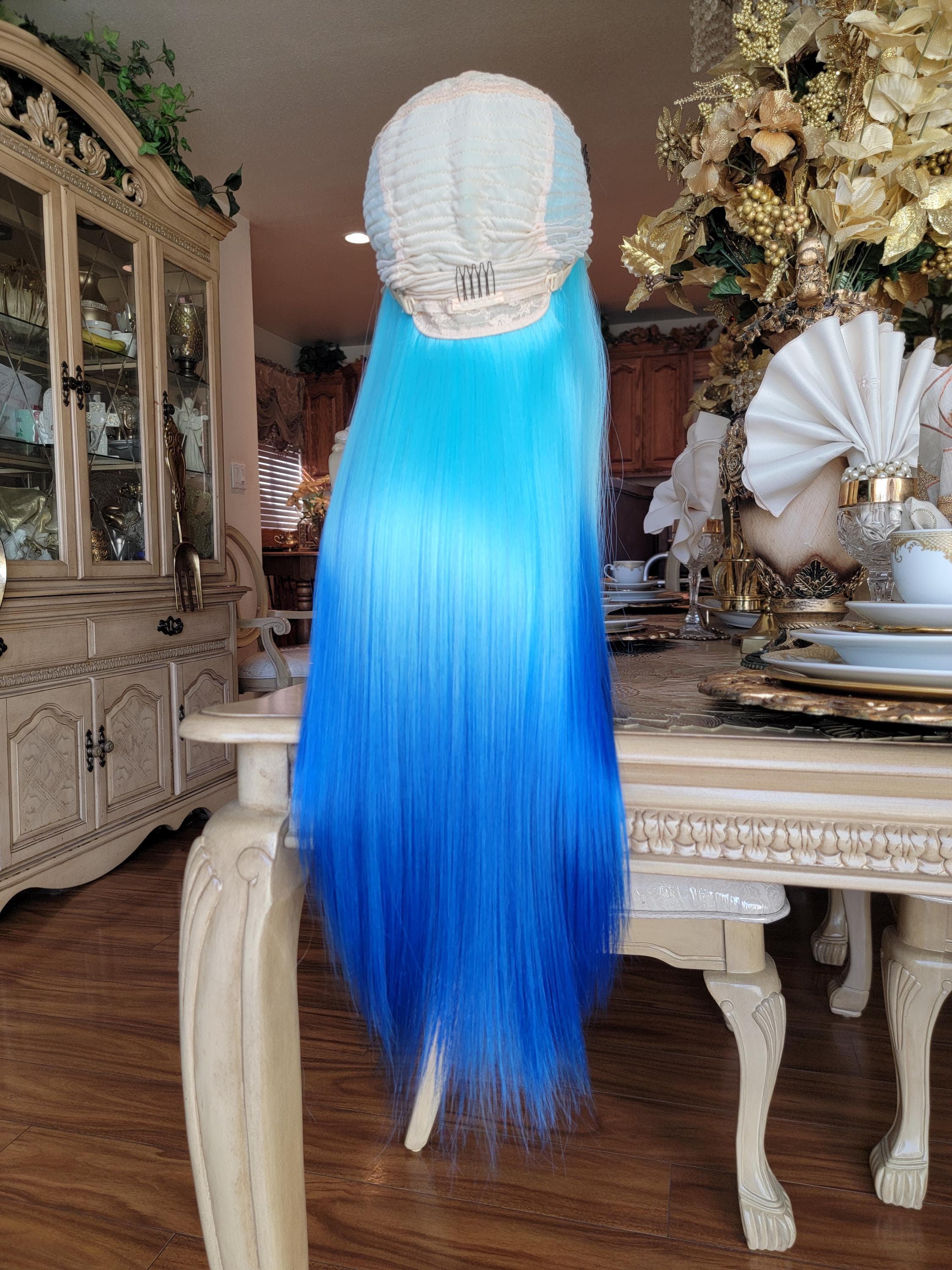 Blue Ombre Lace Front Long Straight Beautiful Hair - Thumbnail 19
