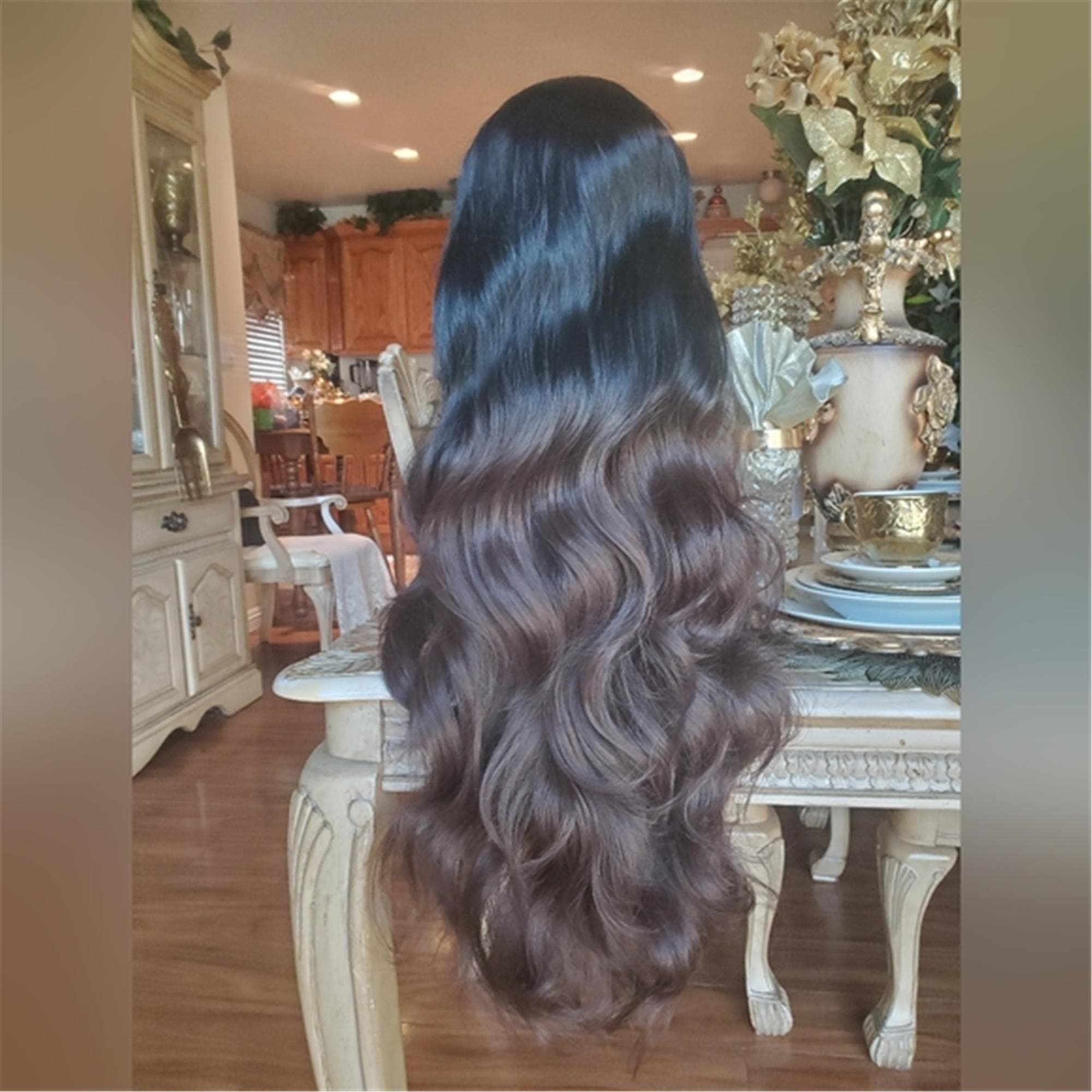 Black Brown #1b/30 Lace Front Wig - Thumbnail 2