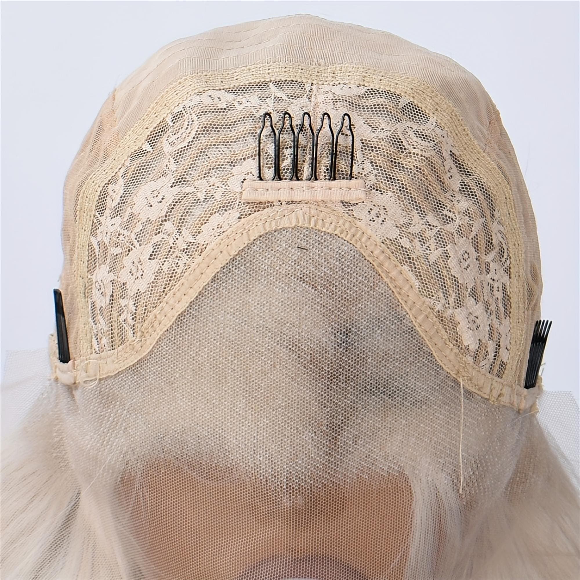 28-Inch Long Milk Platinum Blonde Water Wave Lace Wig (No Bangs) - 13x4 Lace Front Wig - Thumbnail 4