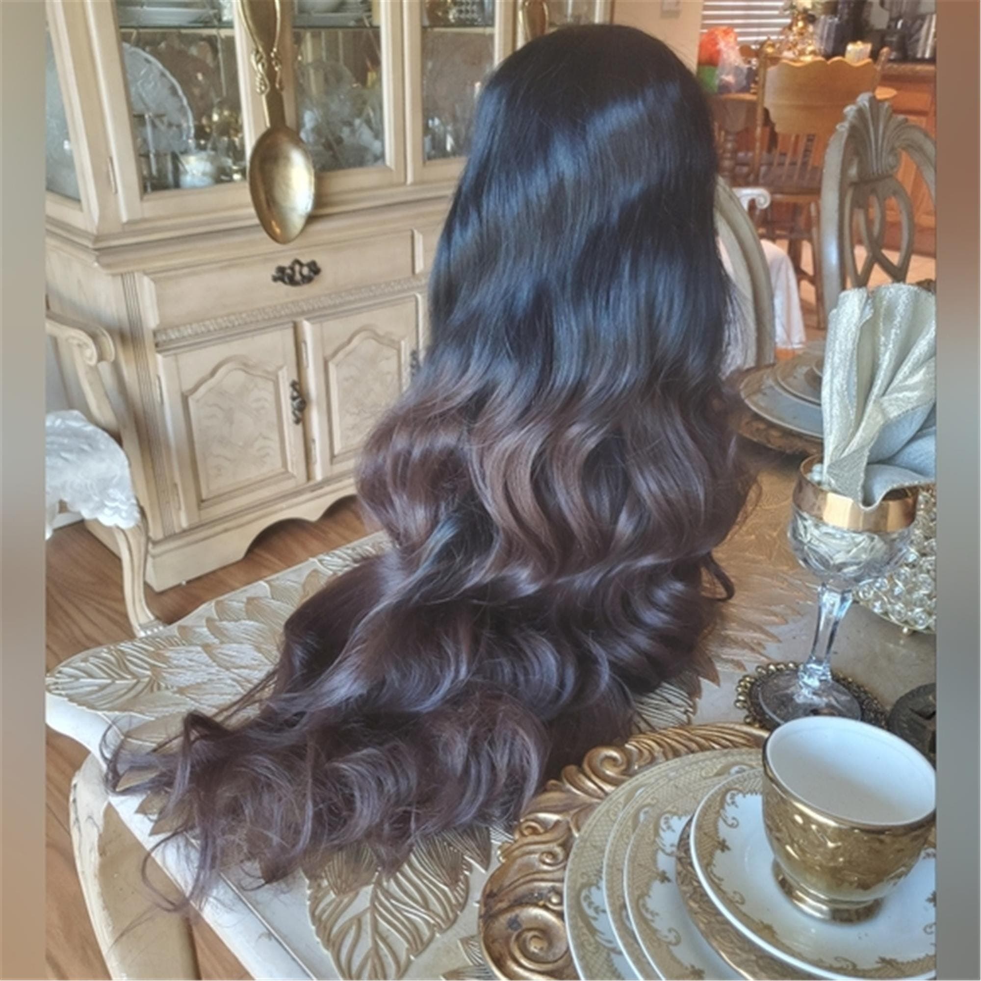 Black Brown #1b/30 Lace Front Wig - Thumbnail 5
