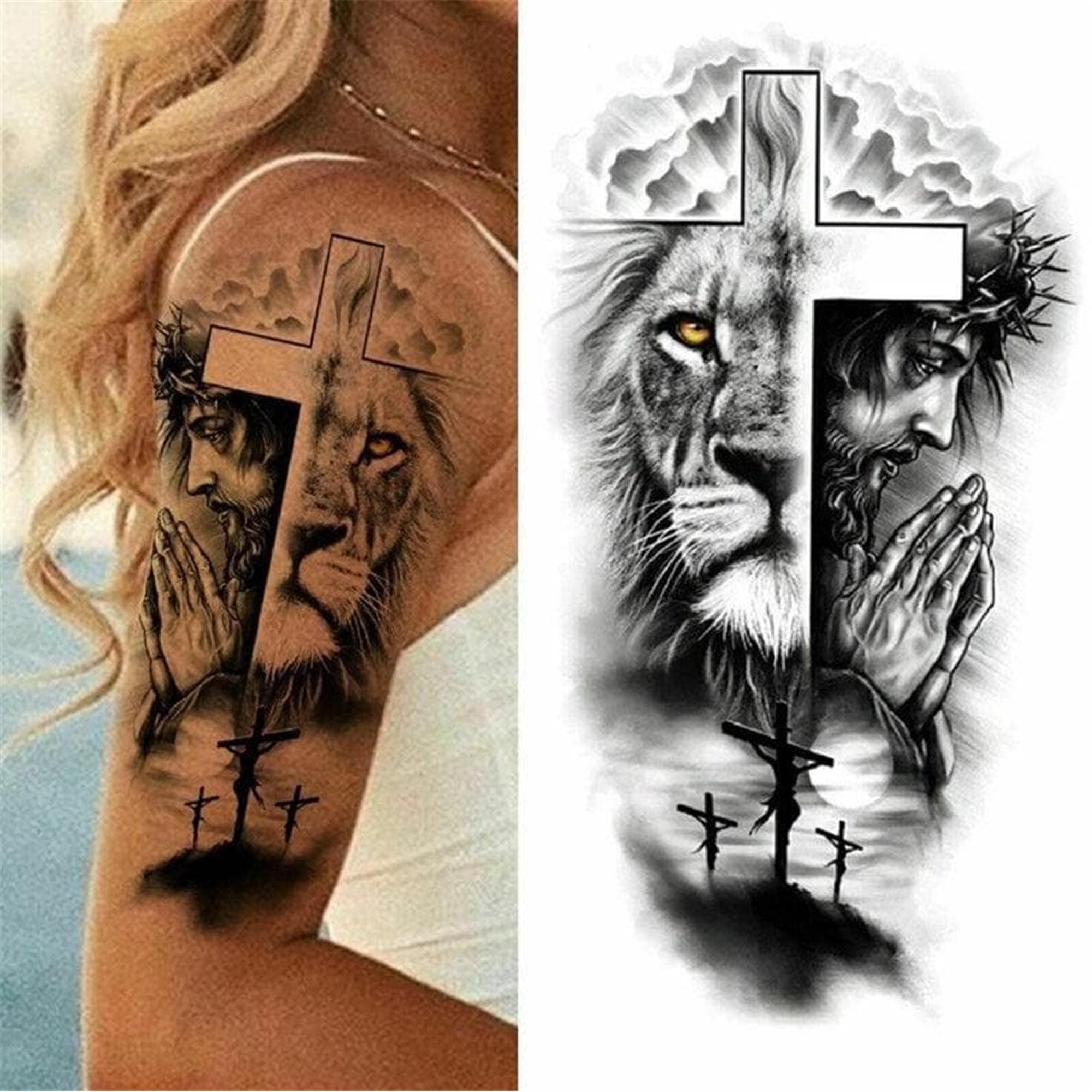 Jesus Lion Temporary Tattoo - Thumbnail 2