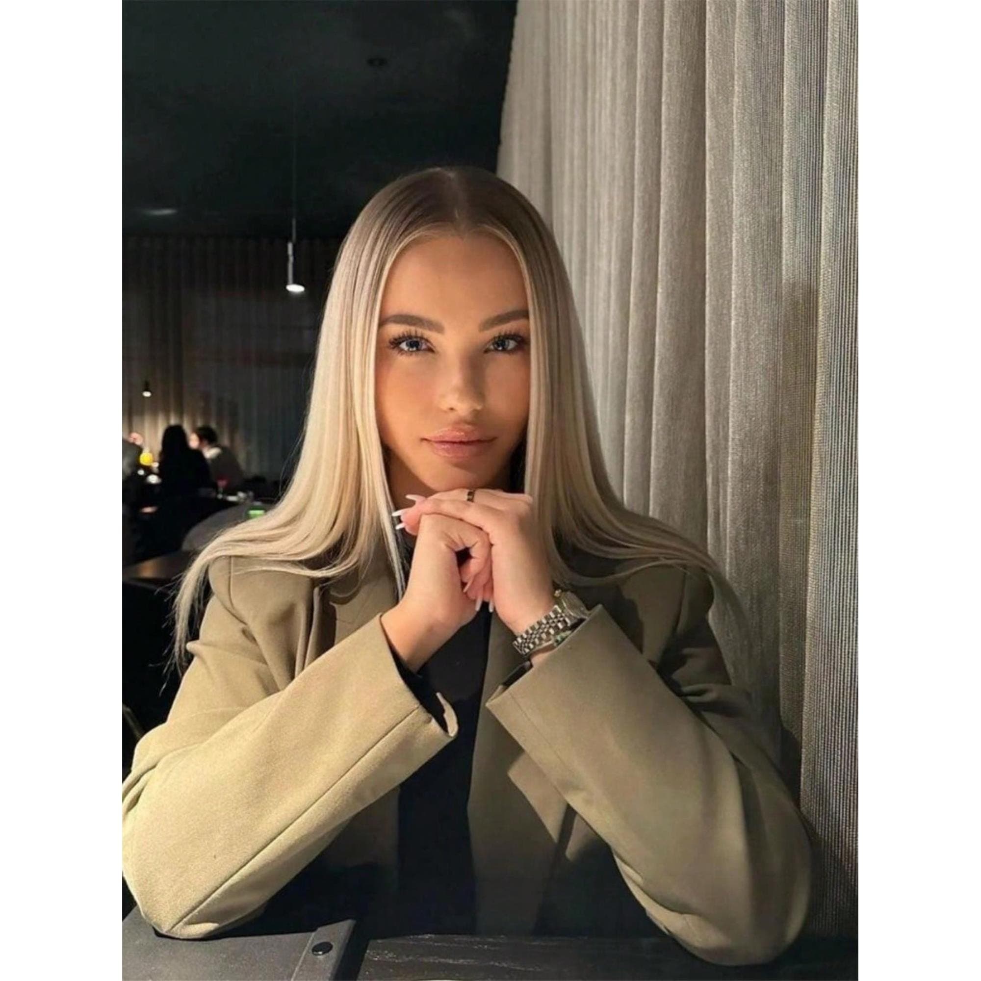 Blonde With Brown Dark Roots Straight Lace Front Wig - Thumbnail 7