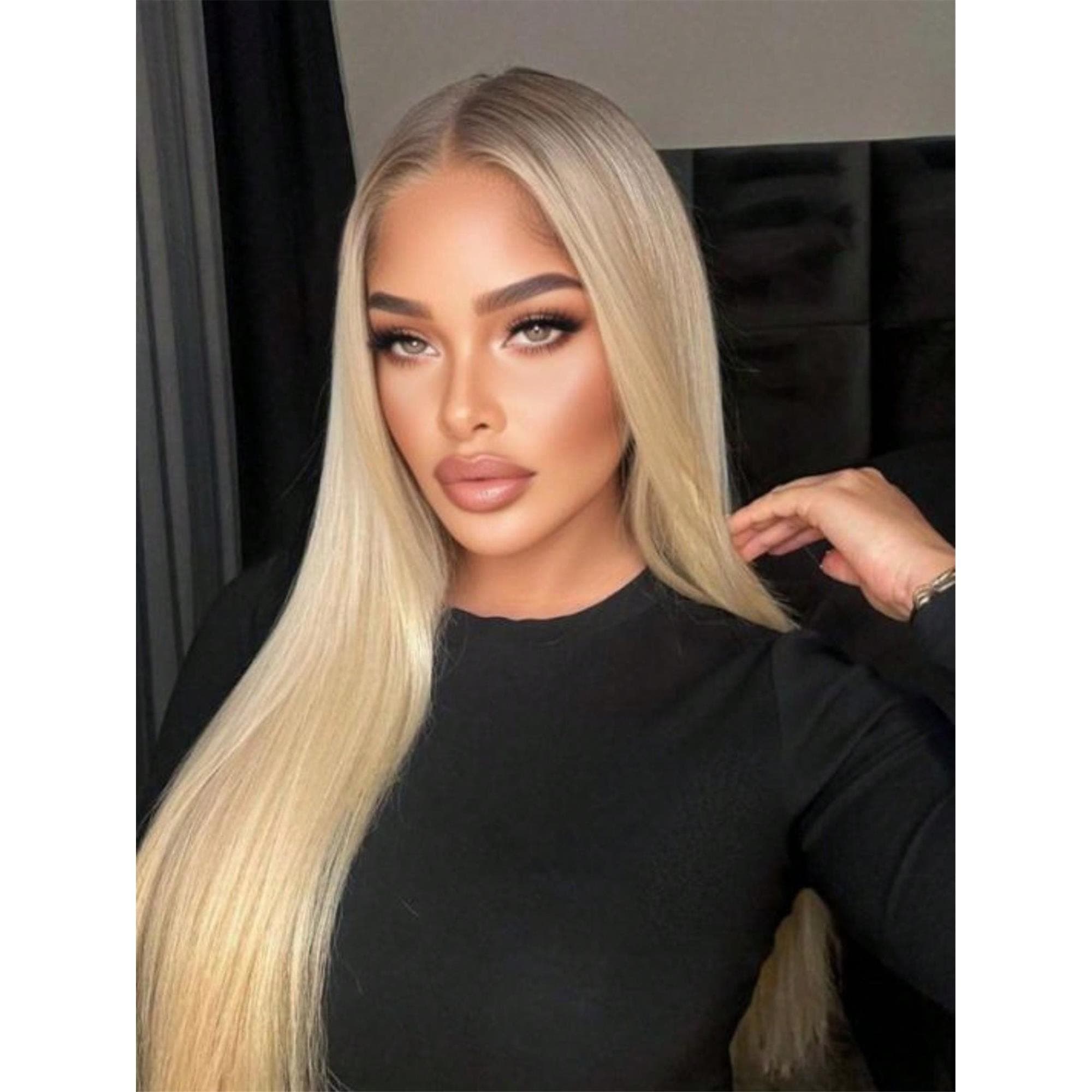Blonde With Brown Dark Roots Straight Lace Front Wig