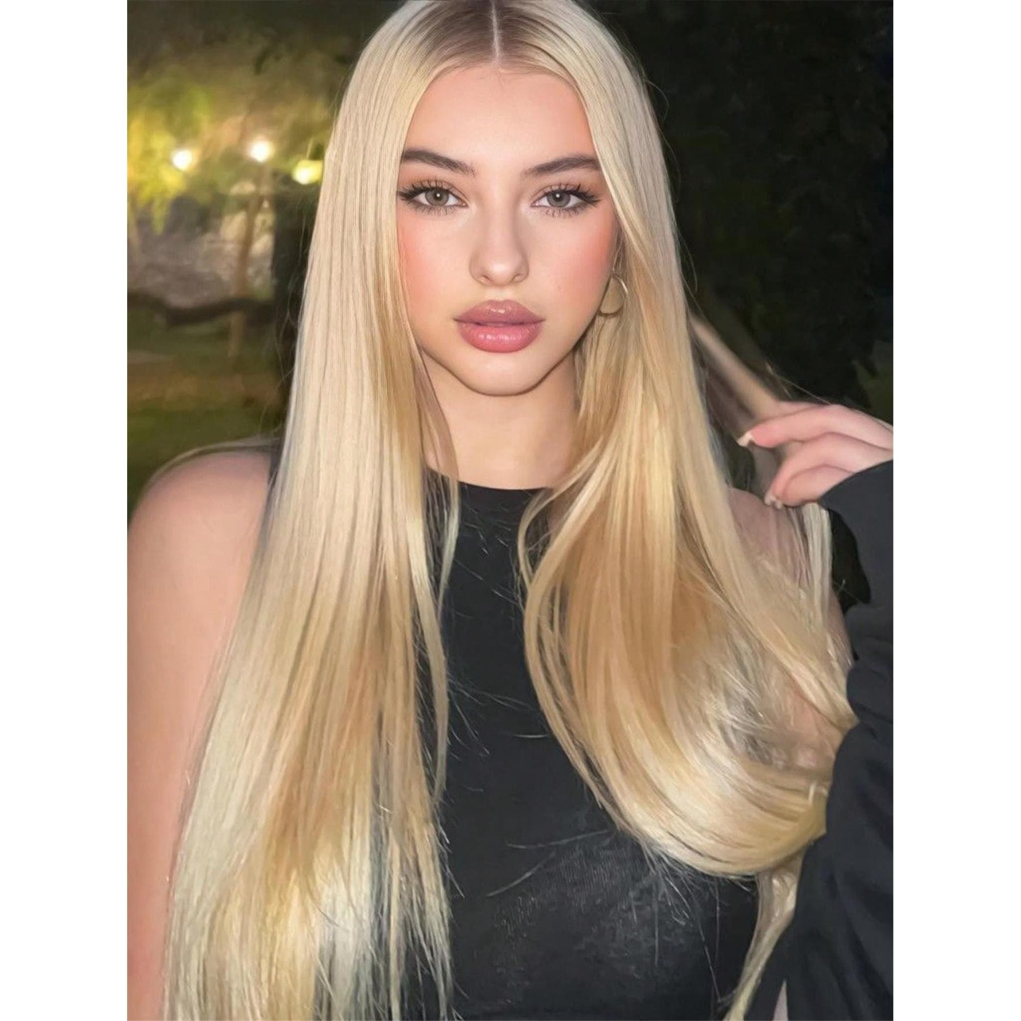Blonde With Brown Dark Roots Straight Lace Front Wig - Thumbnail 6
