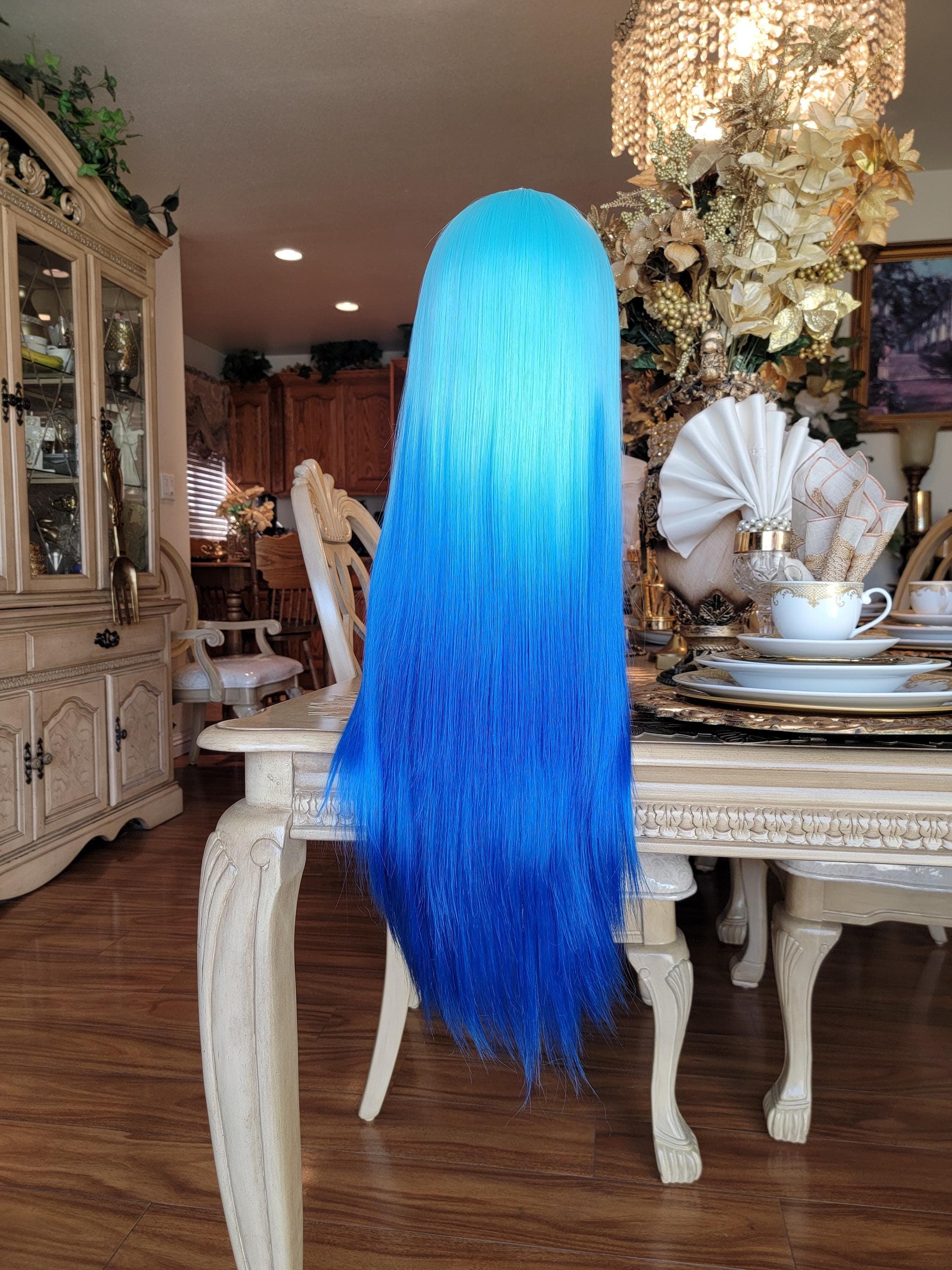 Blue Ombre Lace Front Long Straight Beautiful Hair