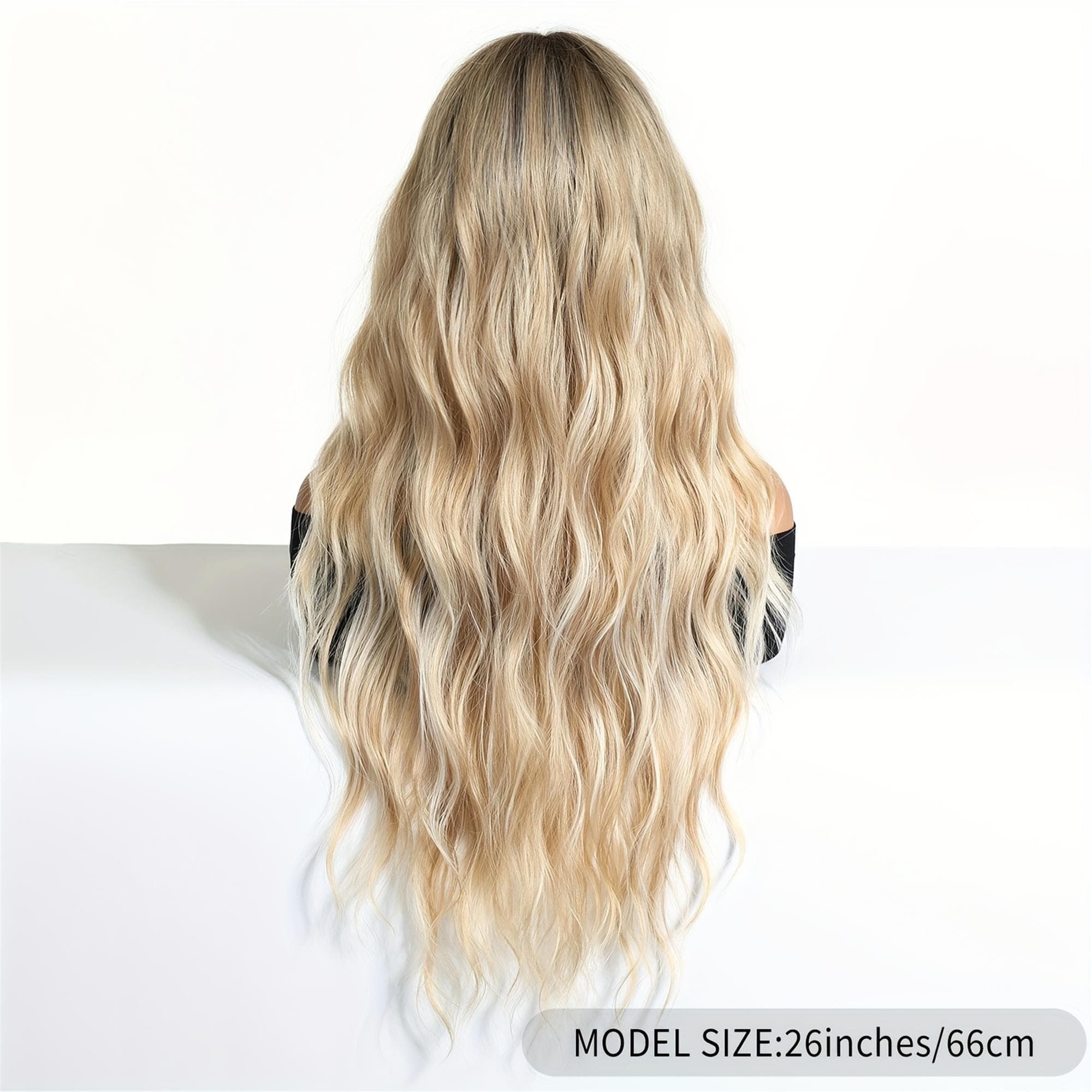 26" Long Curly Wig with Bangs - Natural-Looking Volume Waves 26 inches!! - Thumbnail 5