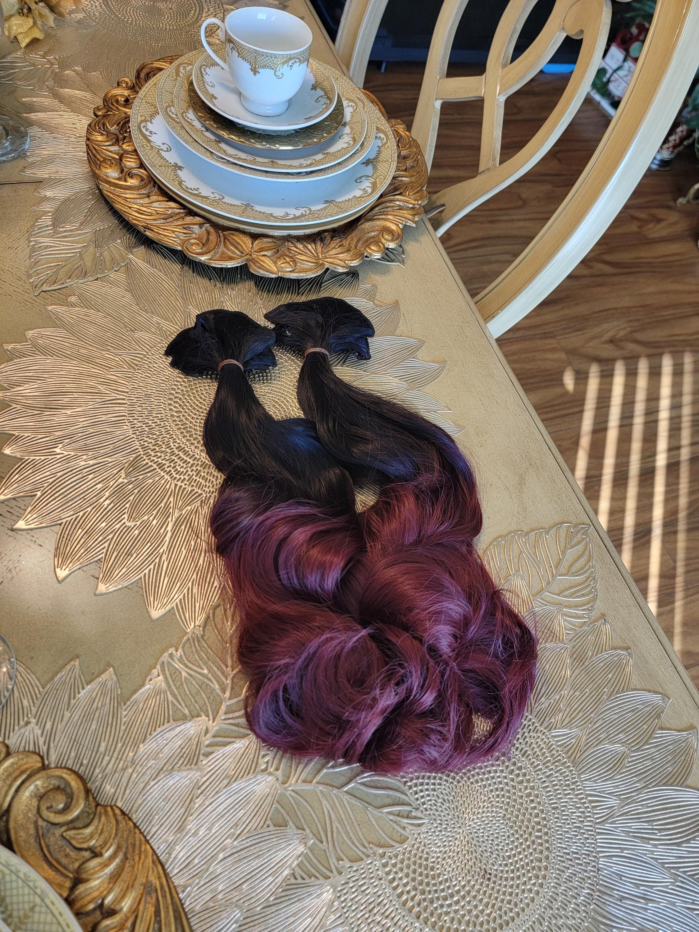 Dark Brown Burgundy Clip in Extension 22-24 inches!! - Thumbnail 6