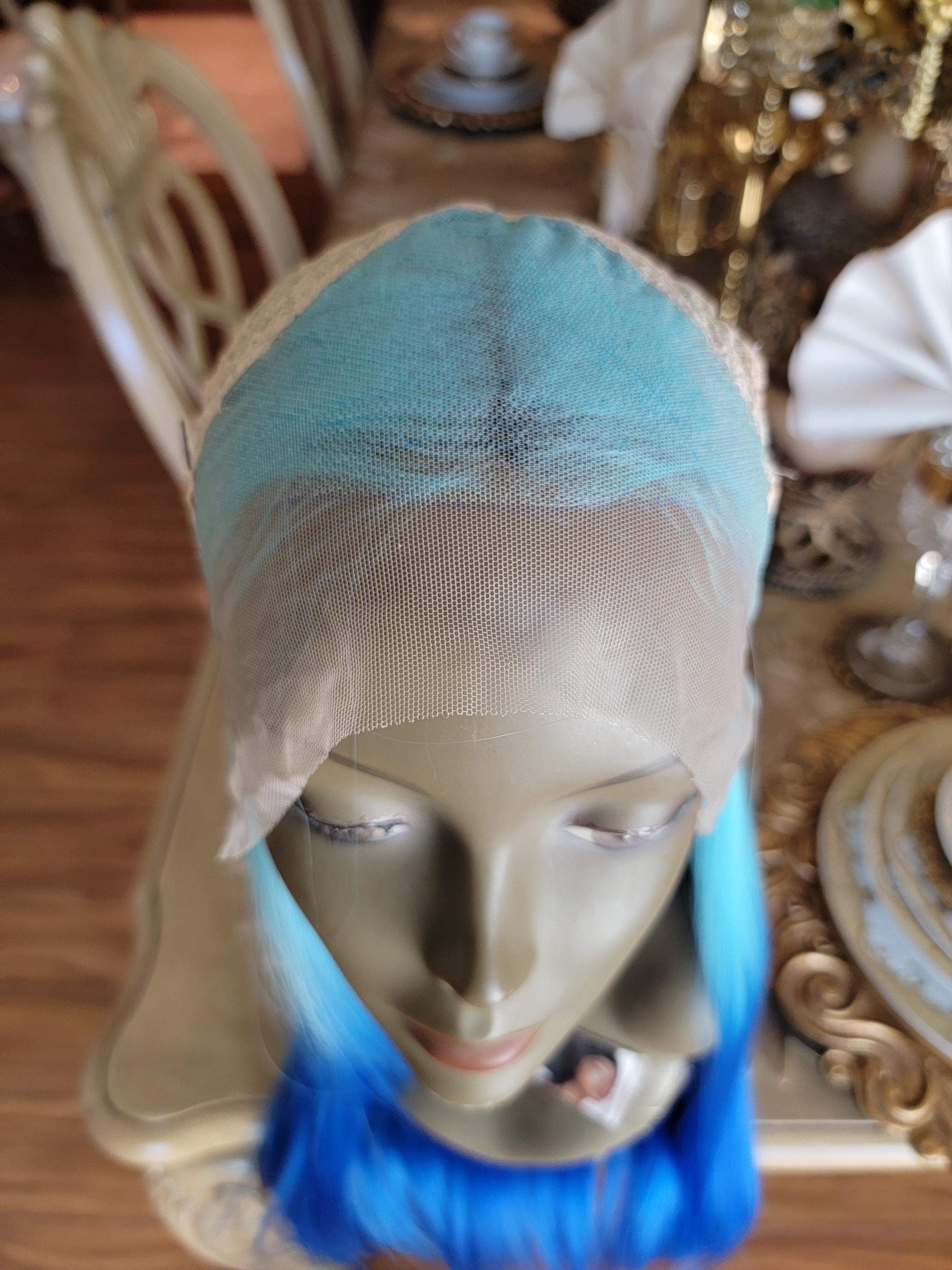 Blue Ombre Lace Front Long Straight Beautiful Hair - Thumbnail 5