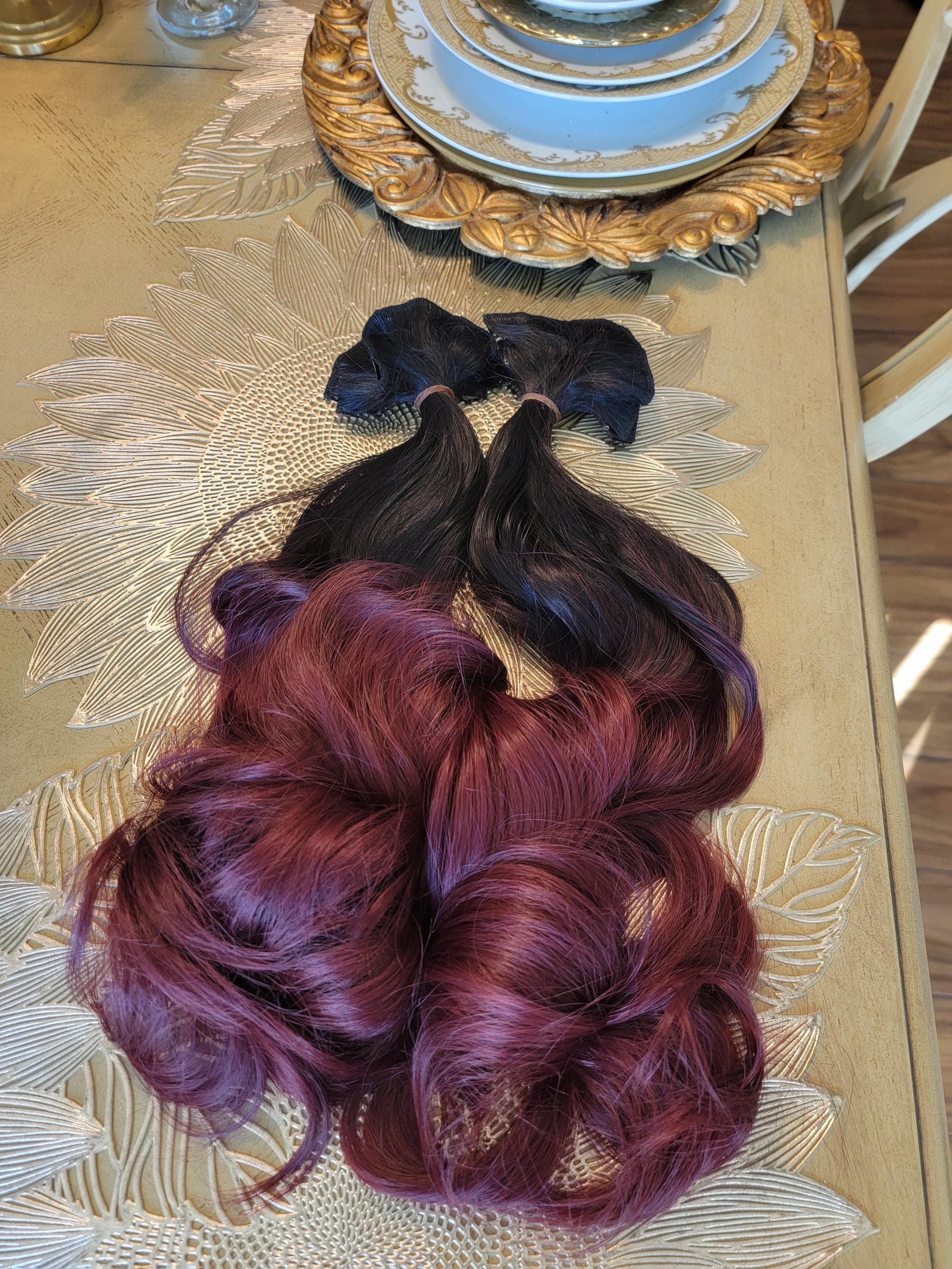Dark Brown Burgundy Clip in Extension 22-24 inches!! - Thumbnail 4