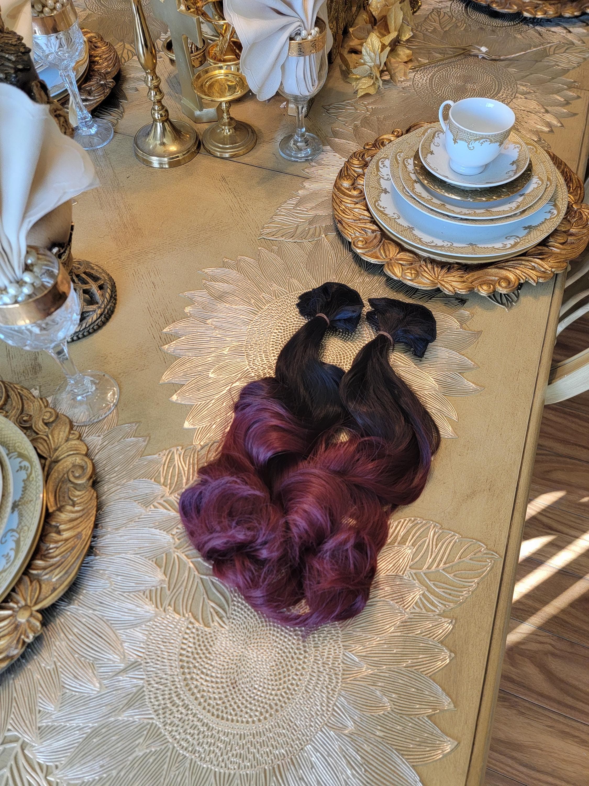 Dark Brown Burgundy Clip in Extension 22-24 inches!! - Thumbnail 5