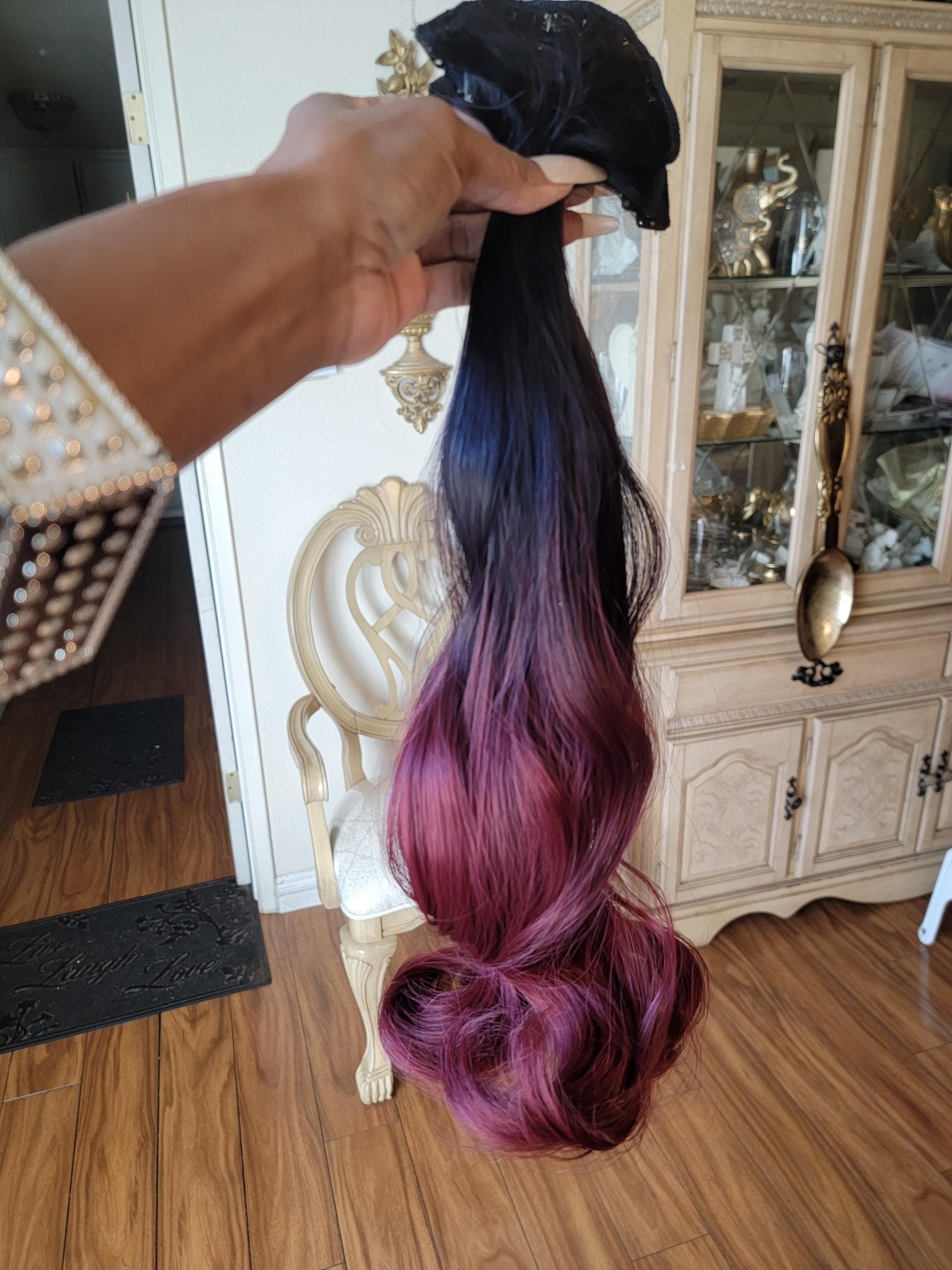 Dark Brown Burgundy Clip in Extension 22-24 inches!! - Thumbnail 3