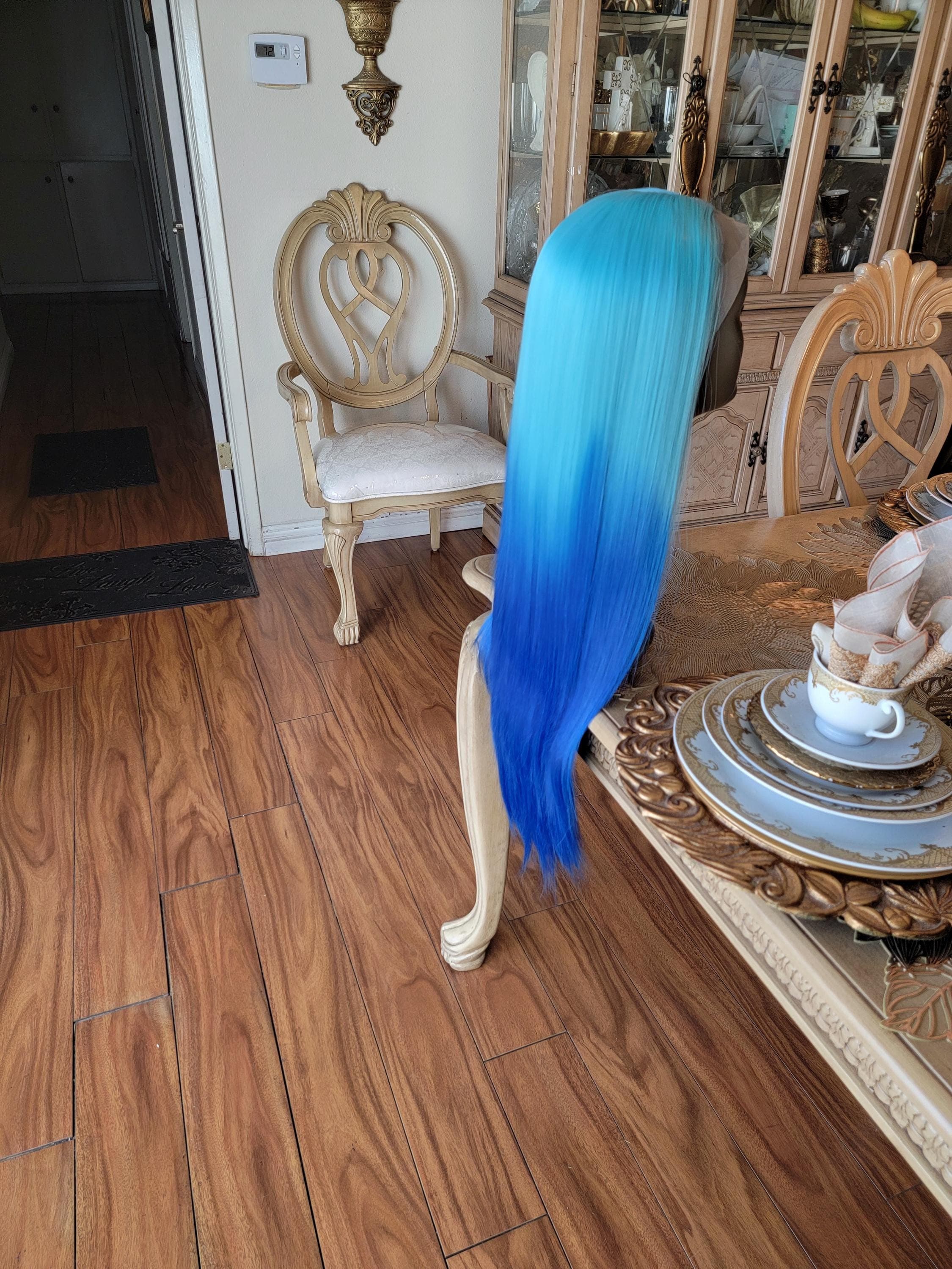 Blue Ombre Lace Front Long Straight Beautiful Hair - Thumbnail 14