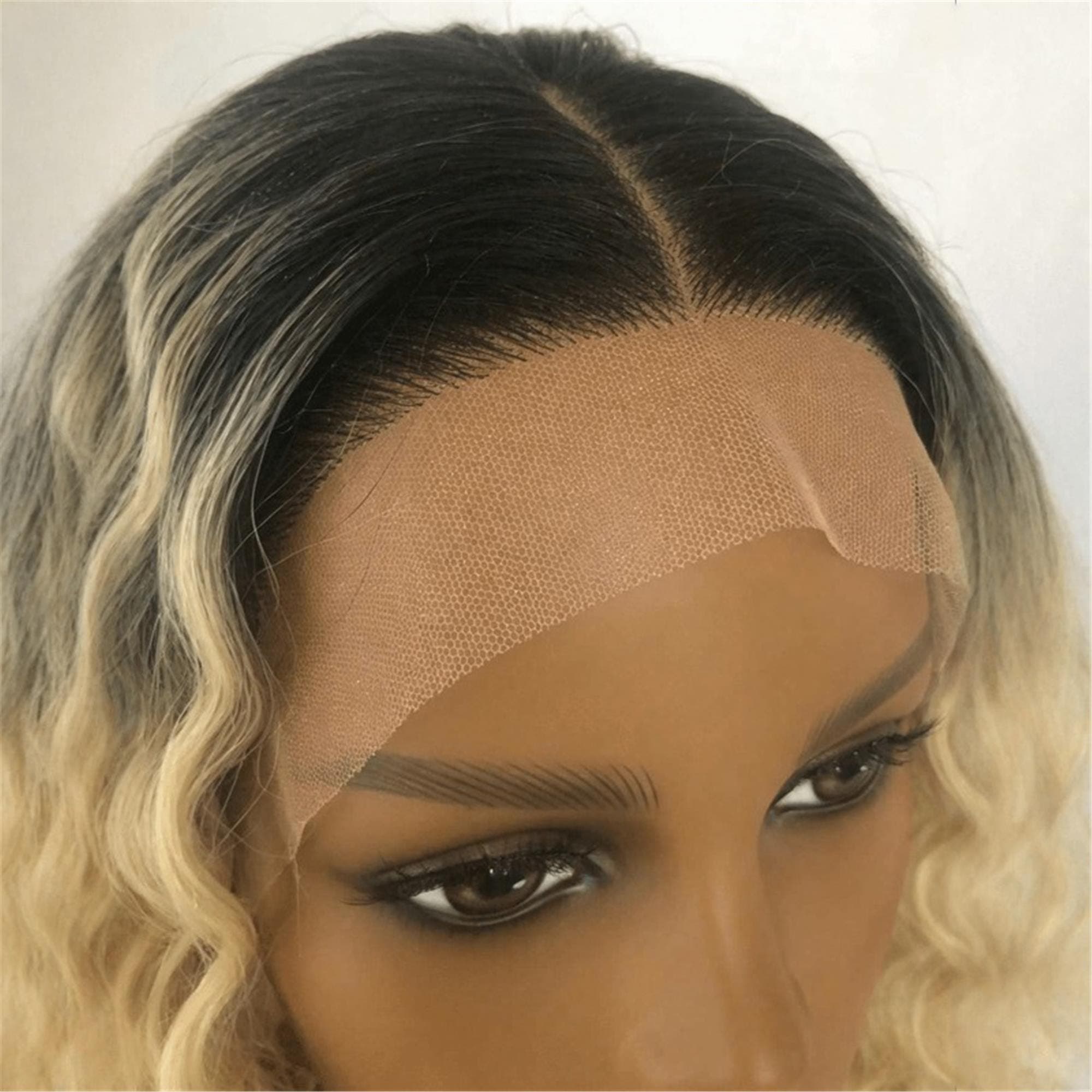 Ombre Blonde Colored 13x4 HD Long Deep Wave Lace Front Wig - Thumbnail 5