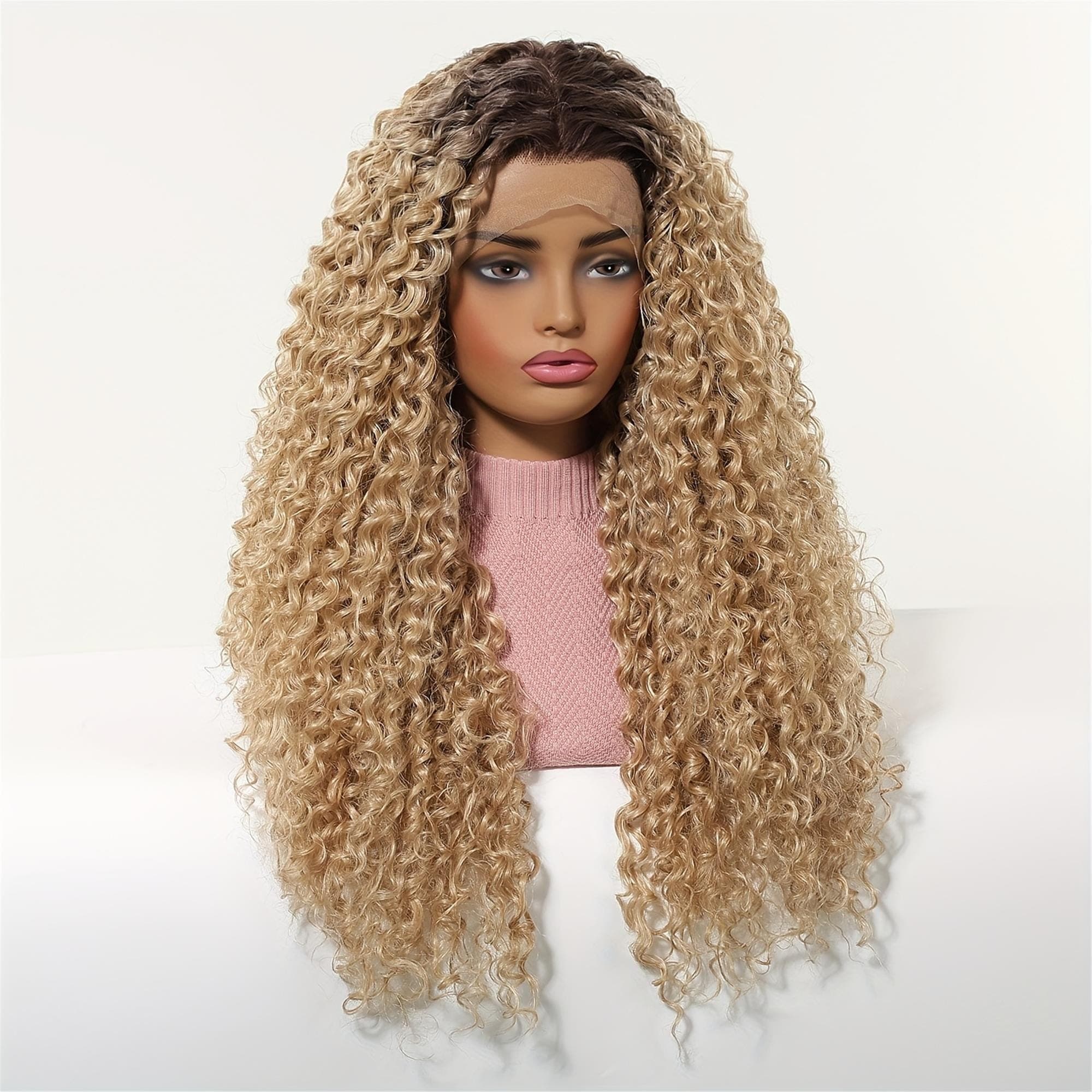 13xGlueless 4 HD Transparent Lace Front Wig with Deep Golden Curly Wave - 26Inch Pre-Plucked - Thumbnail 7