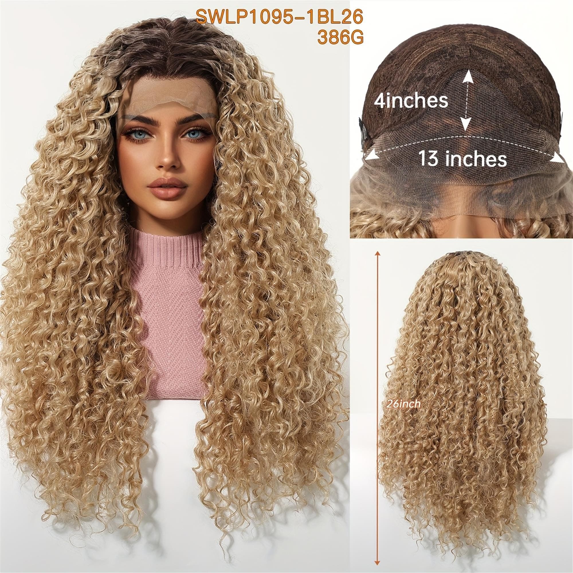 13xGlueless 4 HD Transparent Lace Front Wig with Deep Golden Curly Wave - 26Inch Pre-Plucked - Thumbnail 4