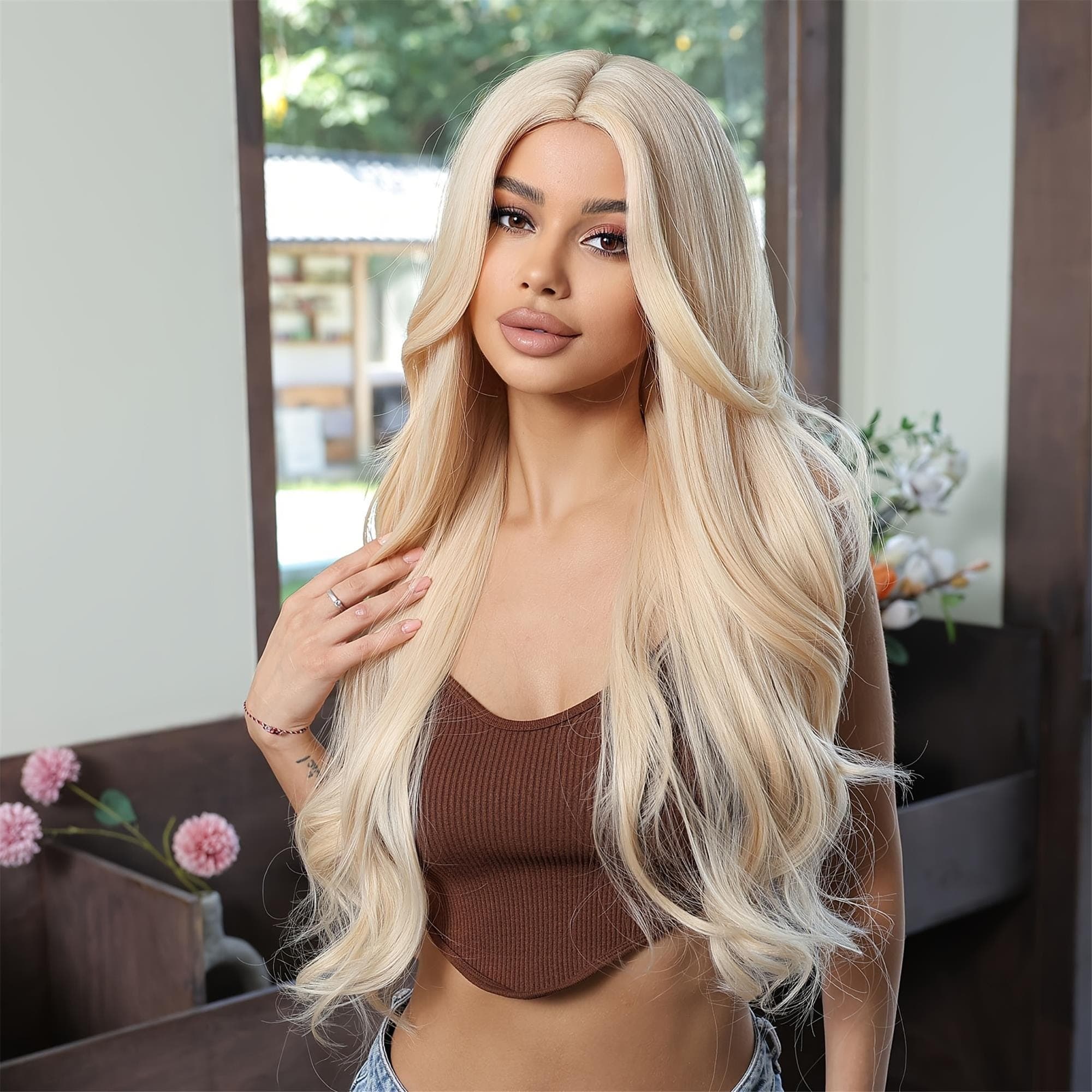 Blonde Long Wavy Glueless Wig - Thumbnail 2