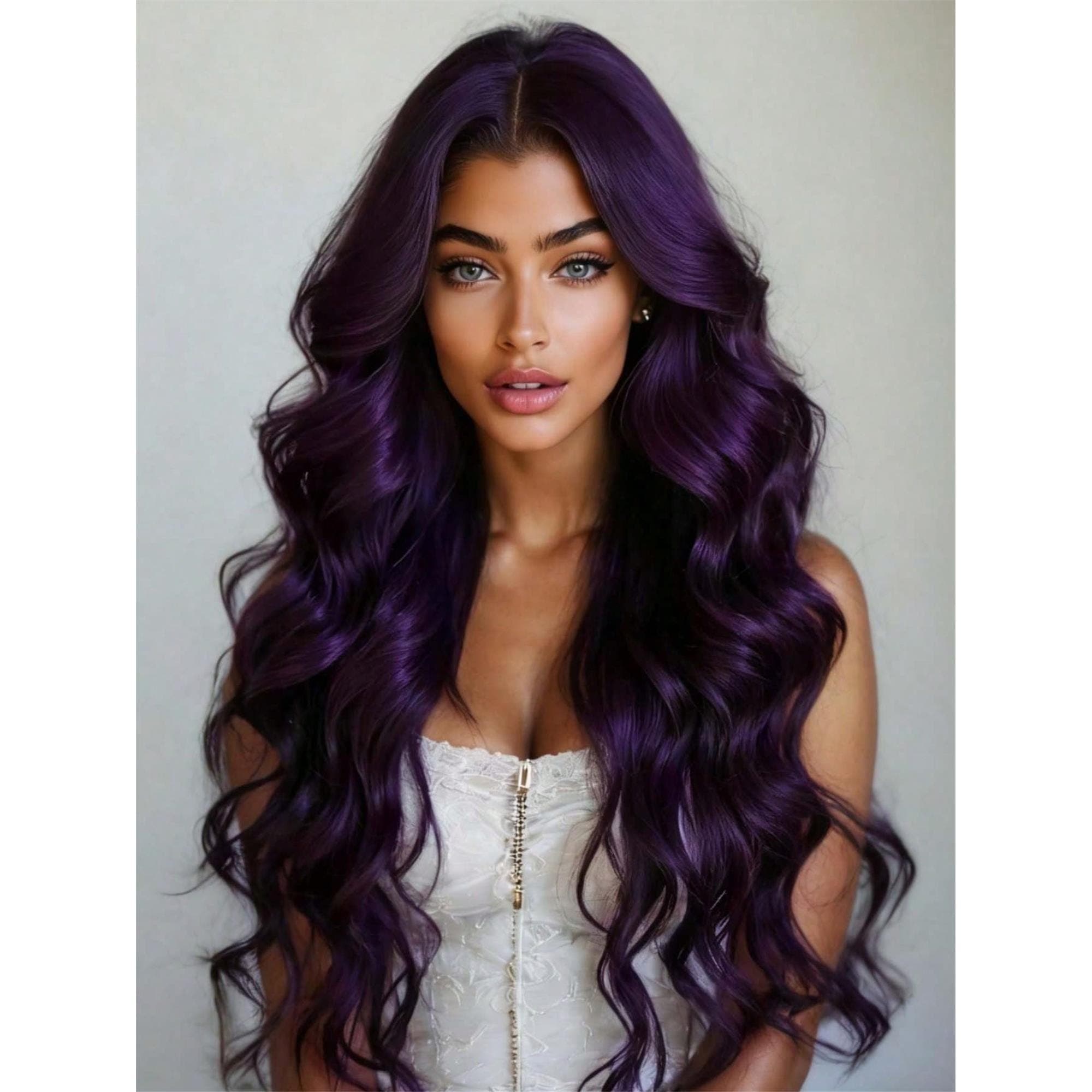 Dark Purple 13x4 HD Transparent Body Wave Lace Front Wigs Human Hair 250 Density Lace Closure Wigs Human Hair Pre Plucked 22-24 inches!!