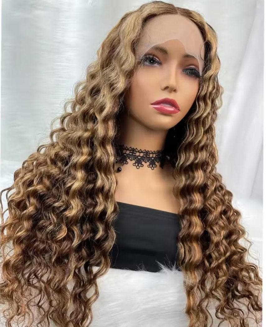 Glueless Pre-Plucked HD 13x4 Lace Front Wig Ombre Honey Blonde to Blonde/Balayage Curly Wave Human Hair 24-26 inches!! - Thumbnail 6