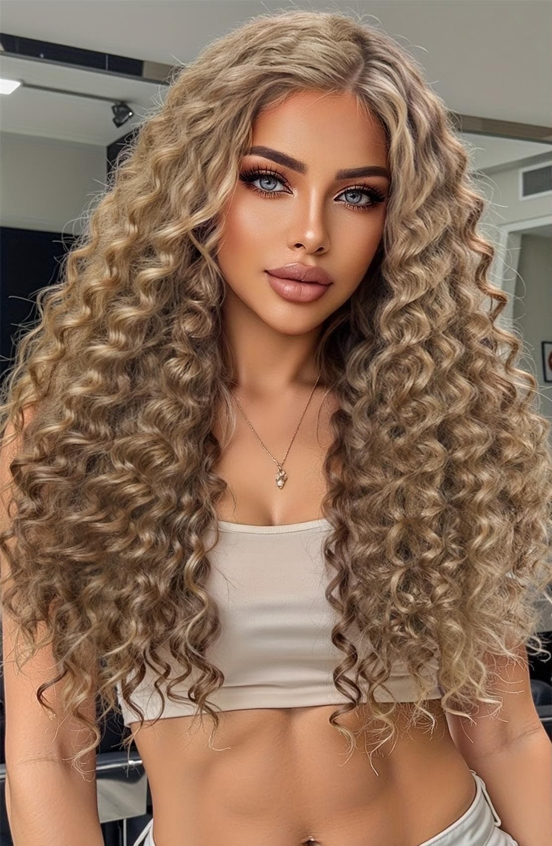 13x4 HD Transparent Lace Front Wig 22 Inch Golden Blonde Curly Wave - Glueless Pre-Plucked 150% Density Breathable