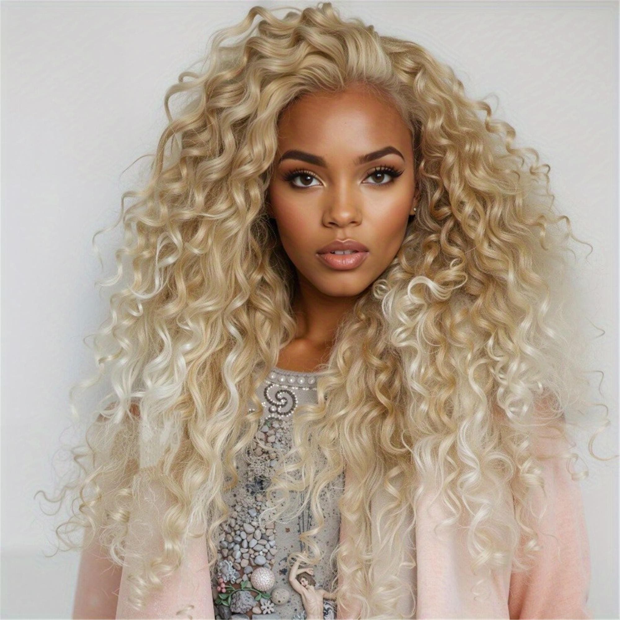 Blonde Ombre Featuring Deep Waves And a Glueless Design. This 13X2 HD Transparent Lace Front Wig